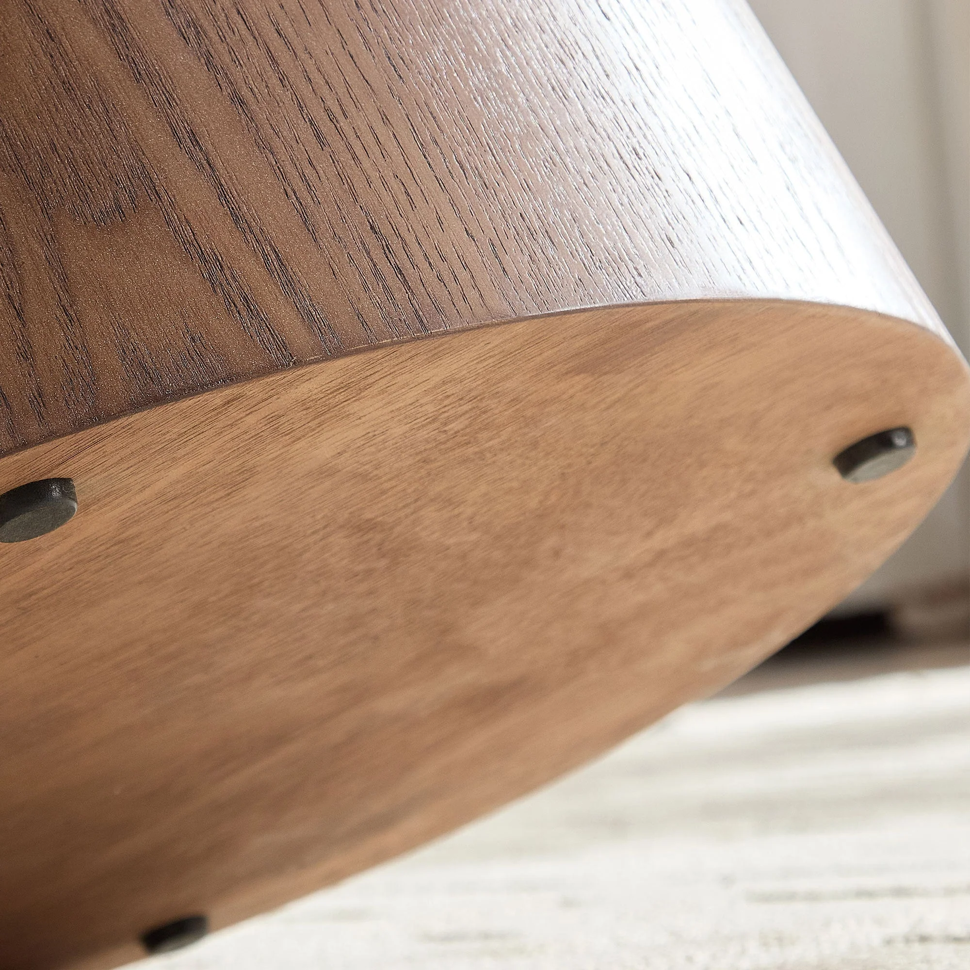 Modern Design Oval Handcraft Drum Coffee Table Length 47.24 inch Walnut Color - Image 9