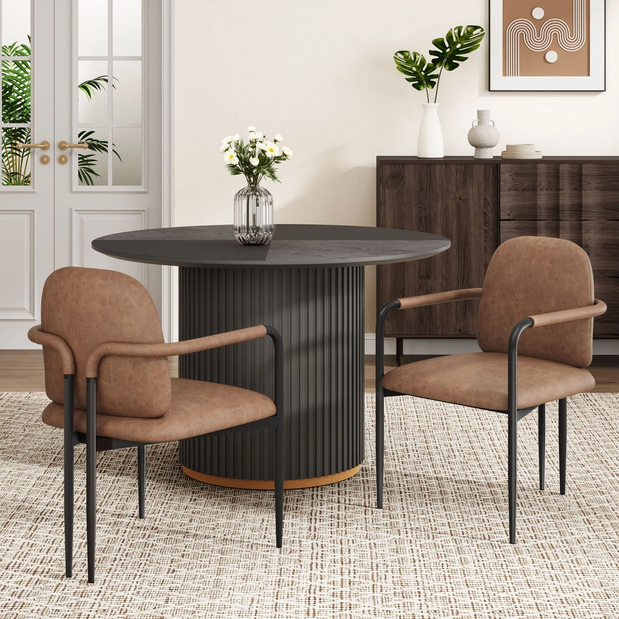Modern Dining Chair Set with Durable Iron Frame and Comfortable Fabric Upholstery - Image 6