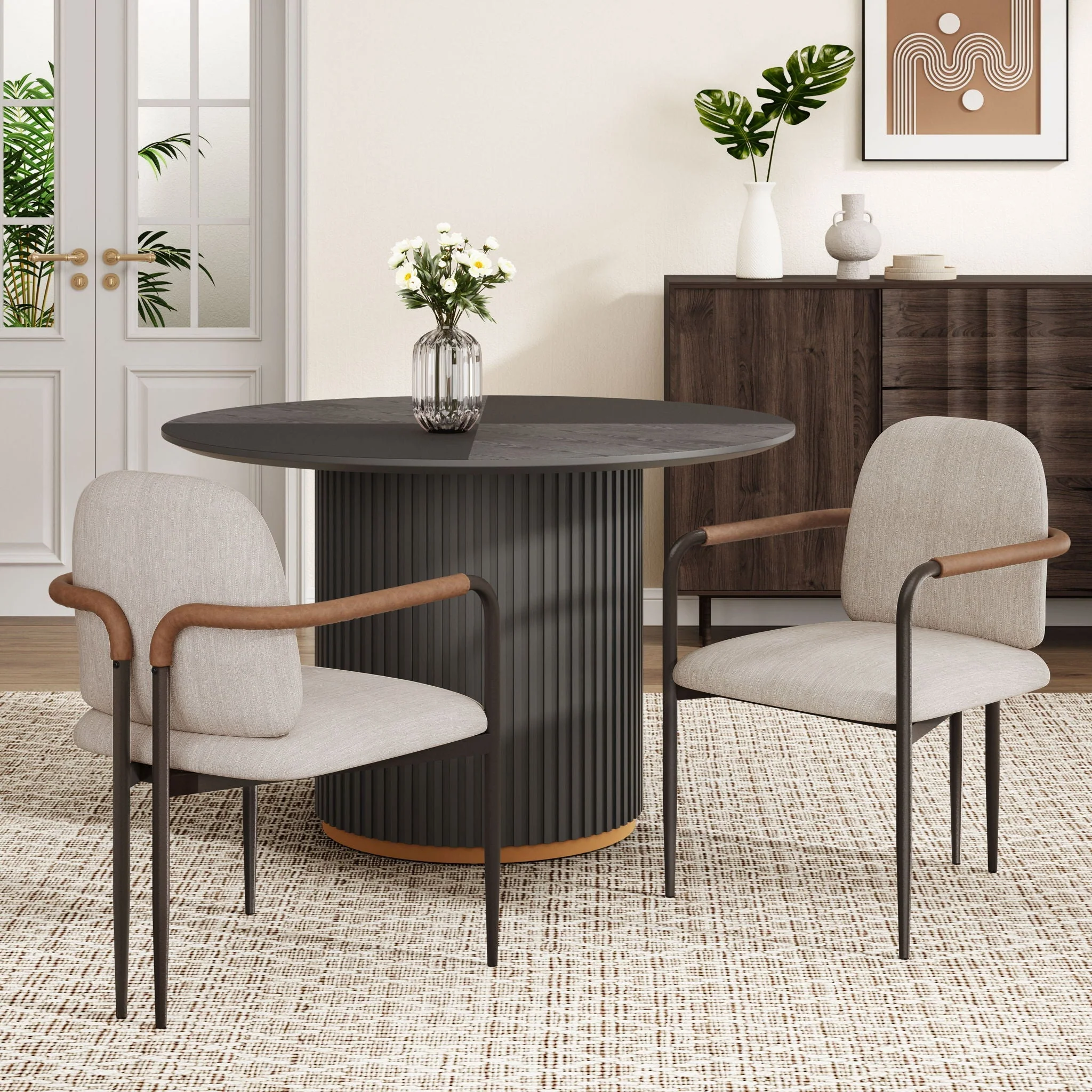 Modern Dining Chair Set with Durable Iron Frame and Comfortable Fabric Upholstery - Image 7