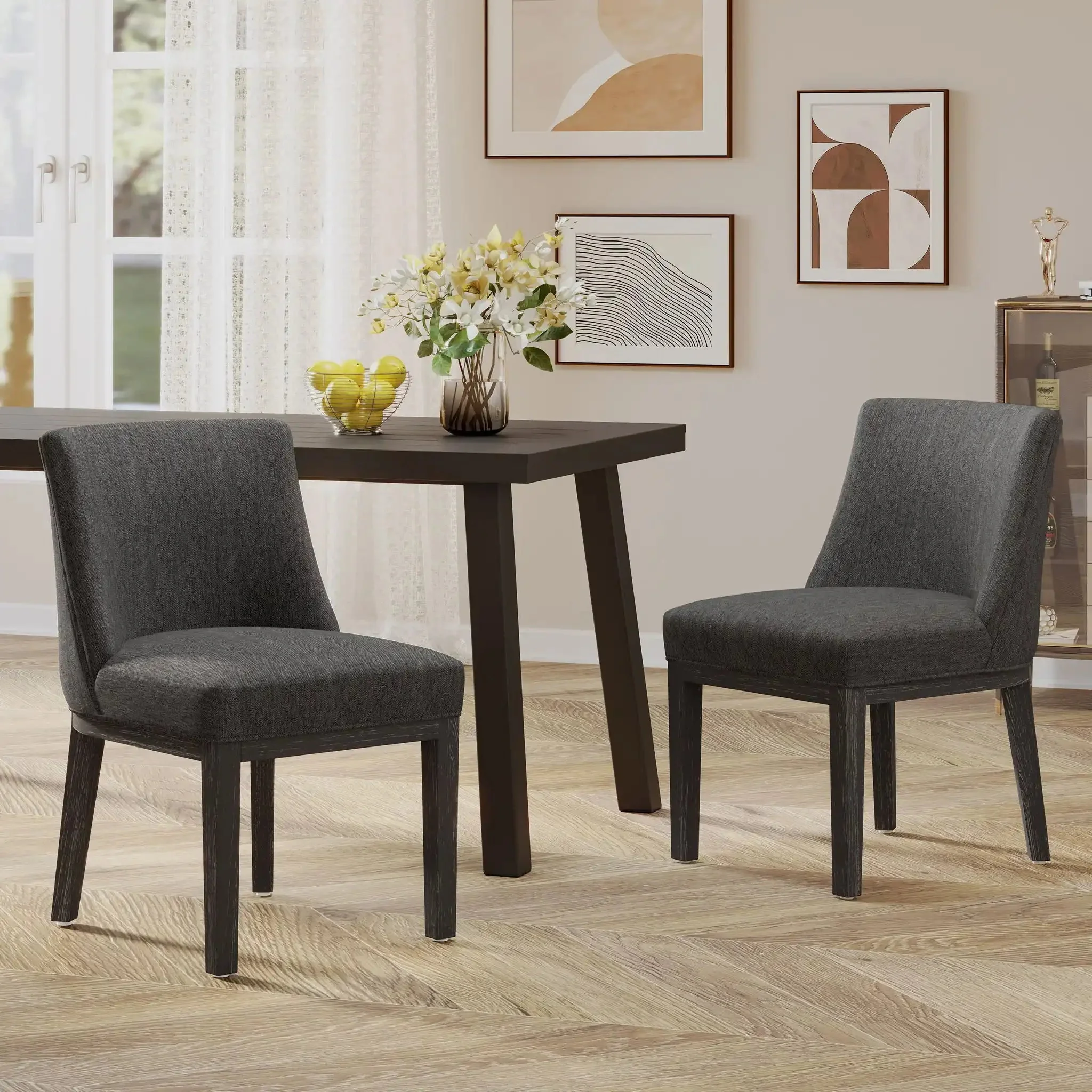 Modern Dining Chair With Durable Fabric Upholstery And Sturdy Wooden Frame (Set of 2) - Image 10