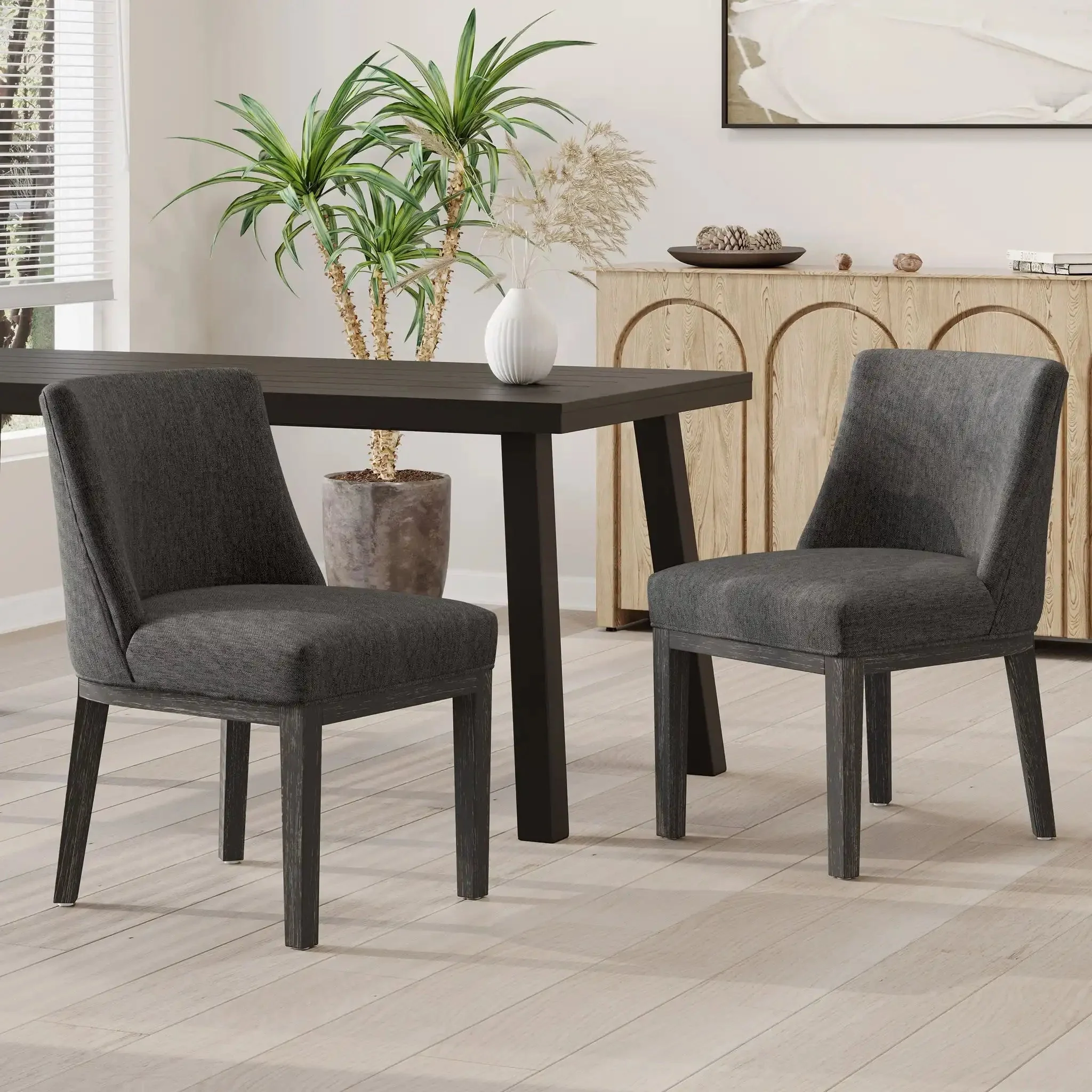 Modern Dining Chair With Durable Fabric Upholstery And Sturdy Wooden Frame (Set of 2) - Image 4