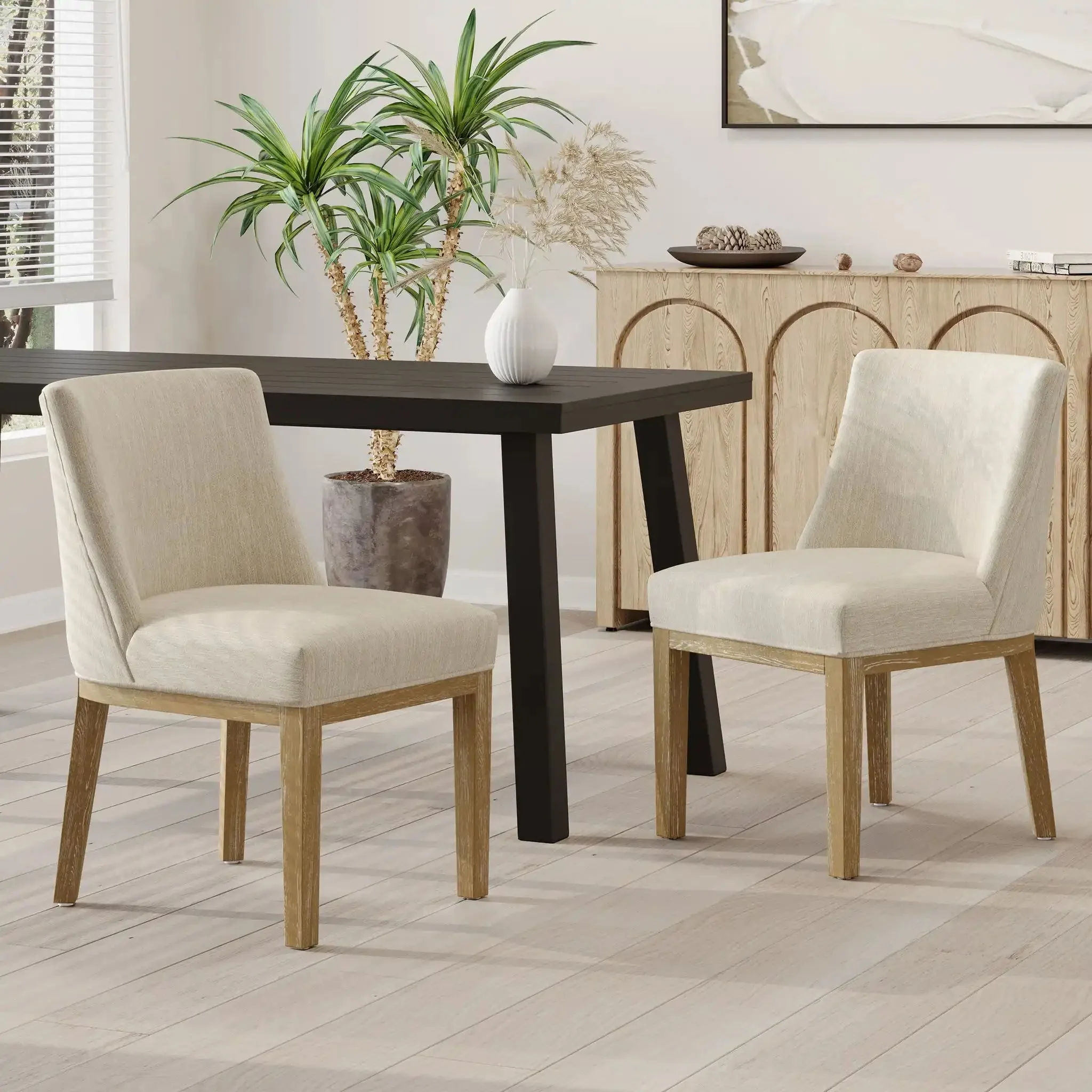 Modern Dining Chair With Durable Fabric Upholstery And Sturdy Wooden Frame (Set of 2) - Image 6