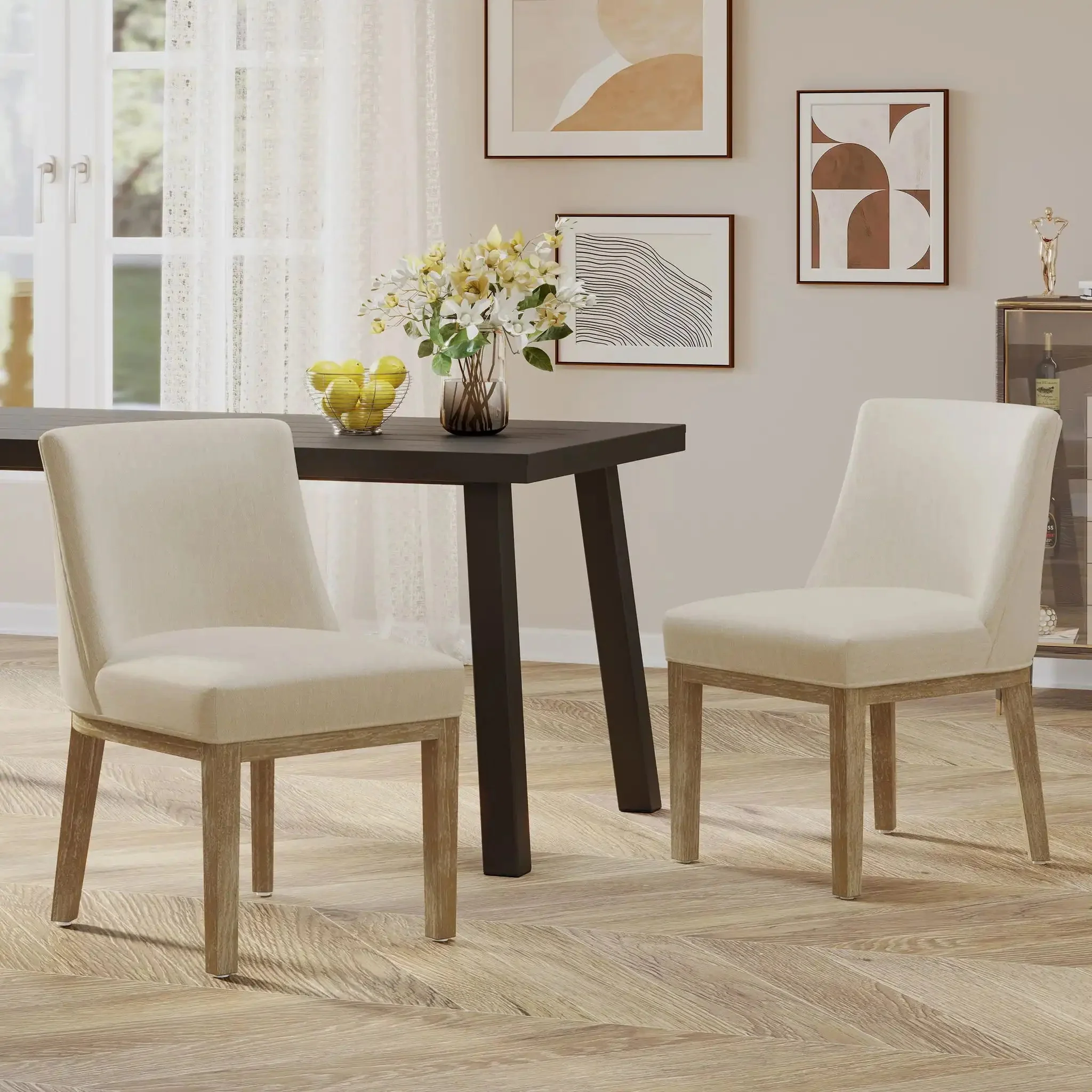 Modern Dining Chair With Durable Fabric Upholstery And Sturdy Wooden Frame (Set of 2) - Image 7