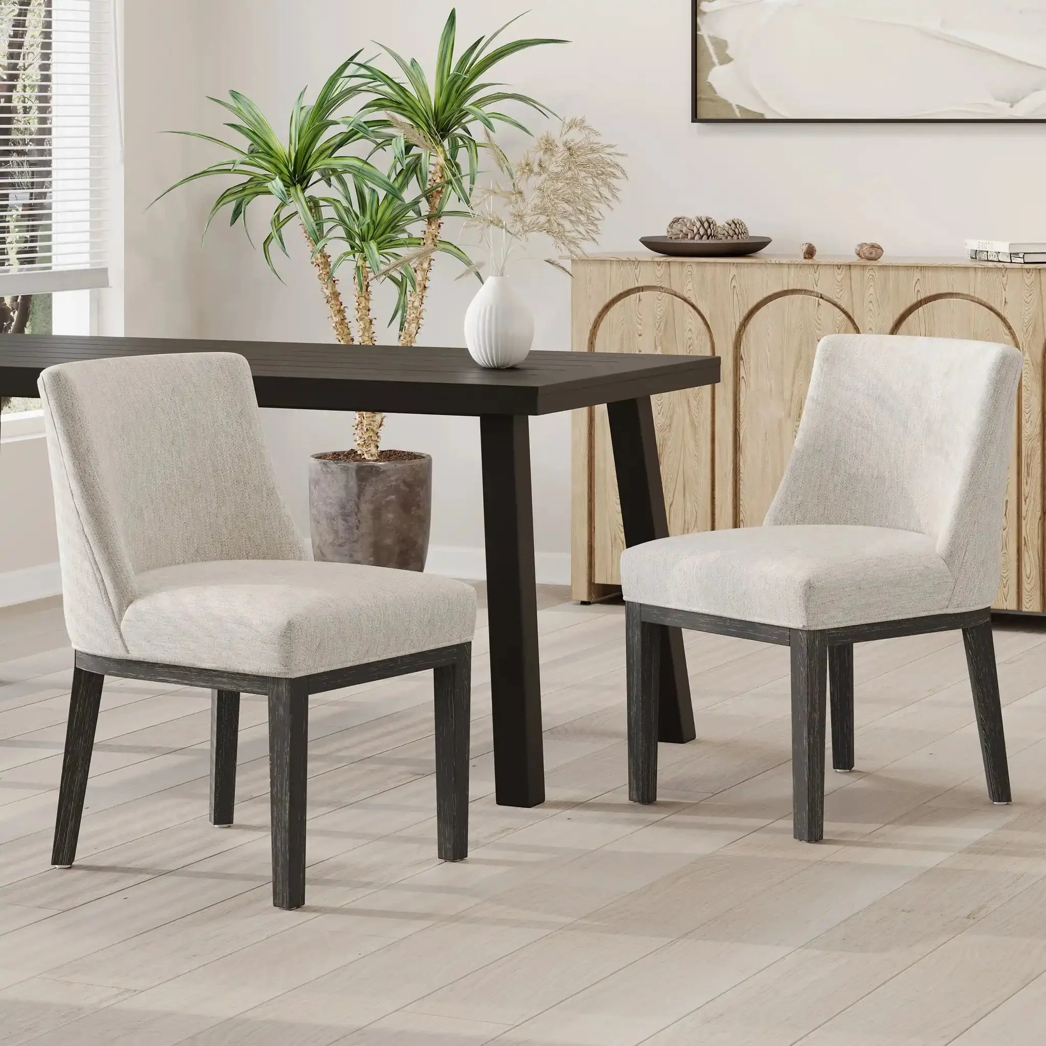 Modern Dining Chair With Durable Fabric Upholstery And Sturdy Wooden Frame (Set of 2) - Image 8