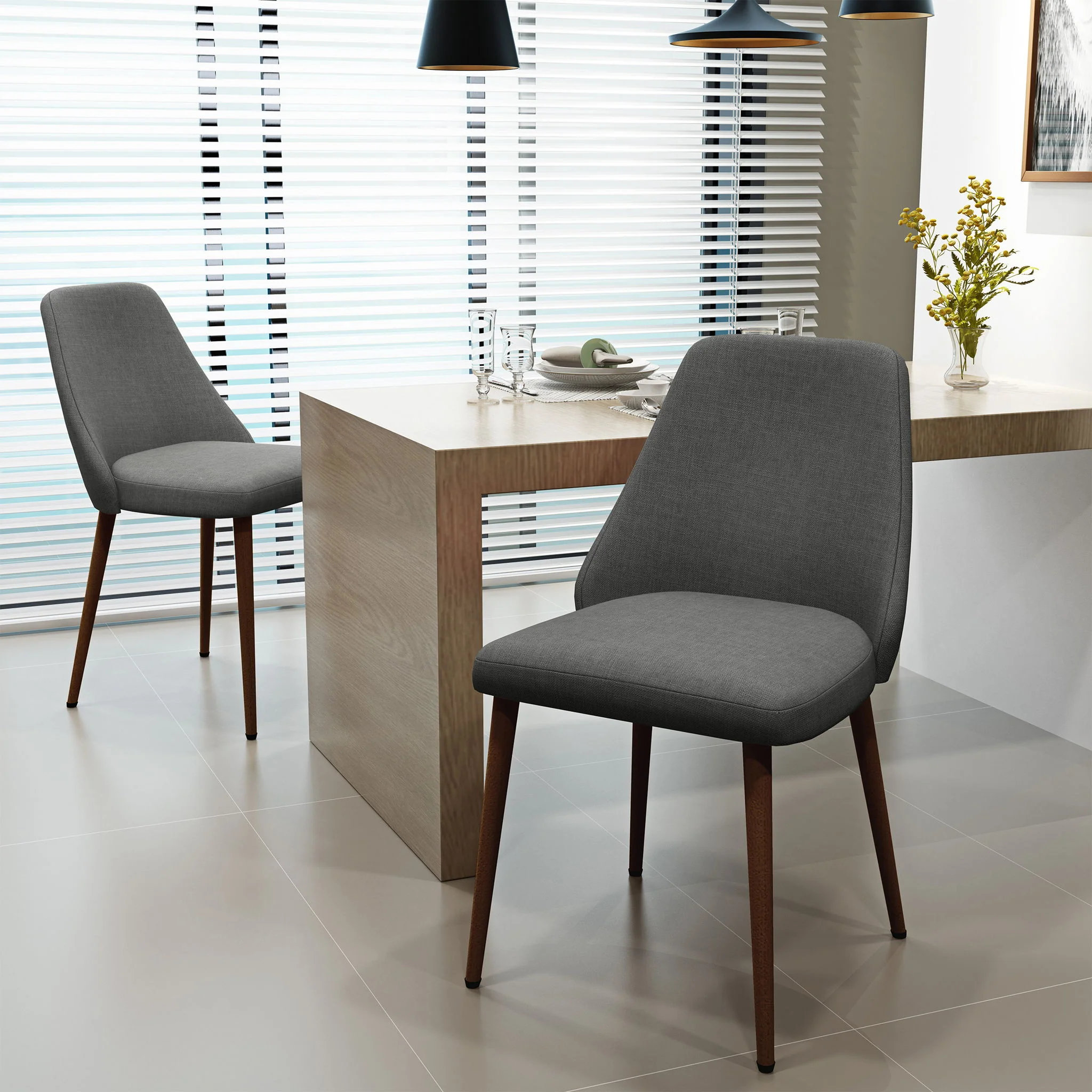 Modern Dining Chair with Iron Legs and Wood Finish - Image 5