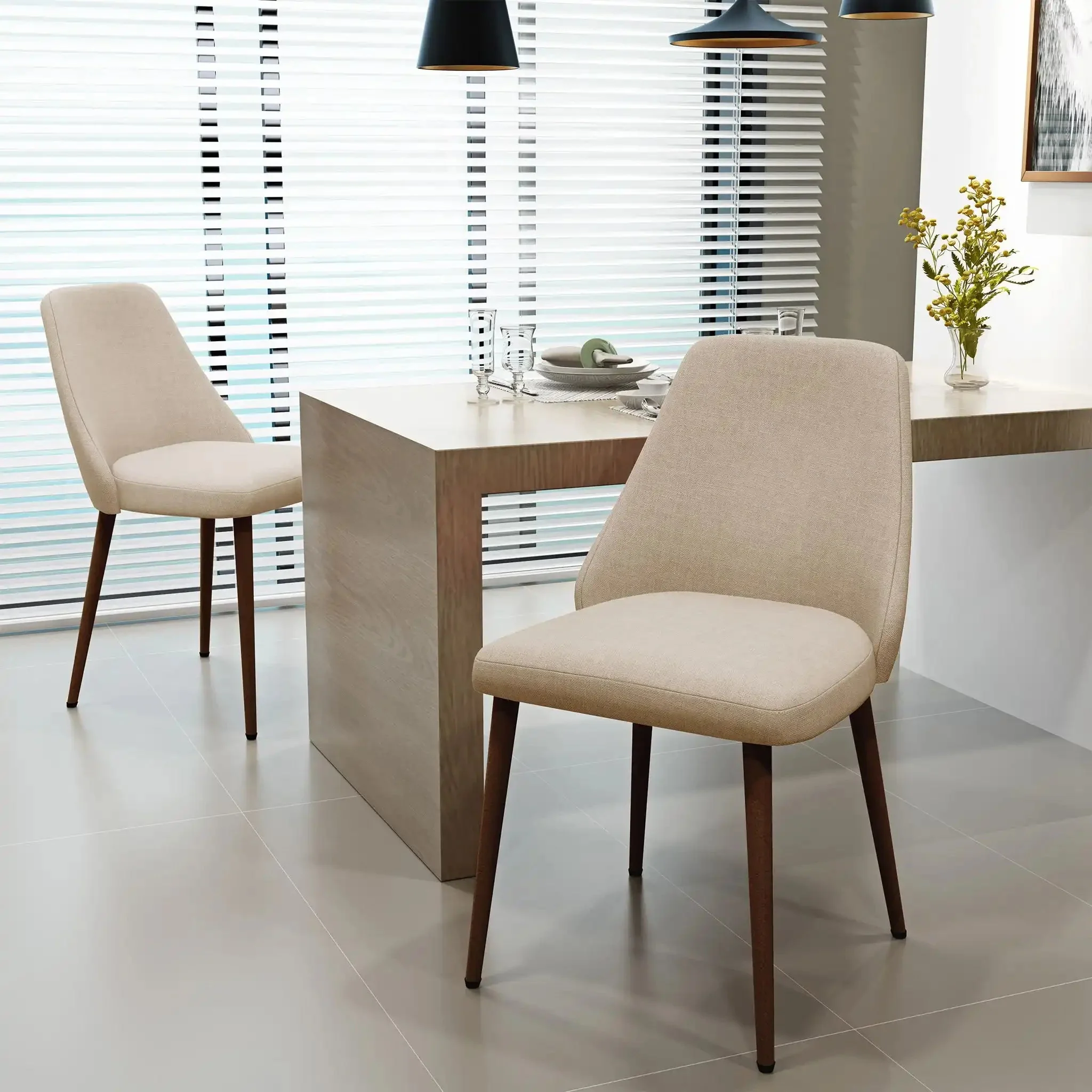 Modern Dining Chair with Iron Legs and Wood Finish - Image 6