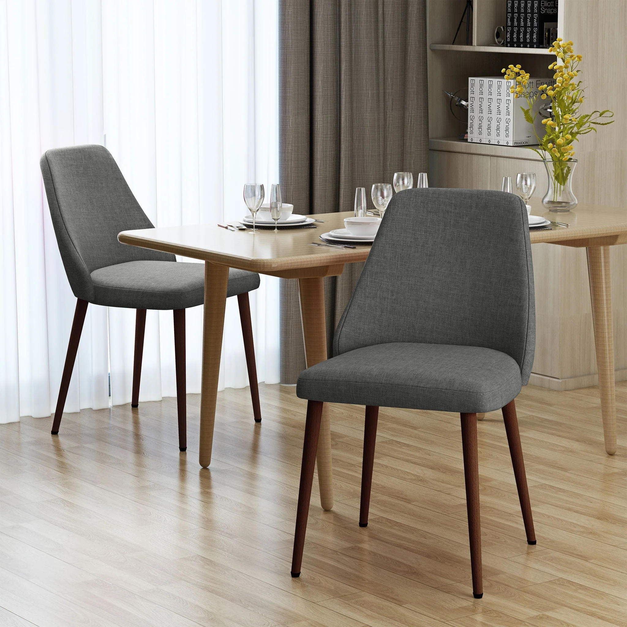 Modern Dining Chair with Iron Legs and Wood Finish - Image 7