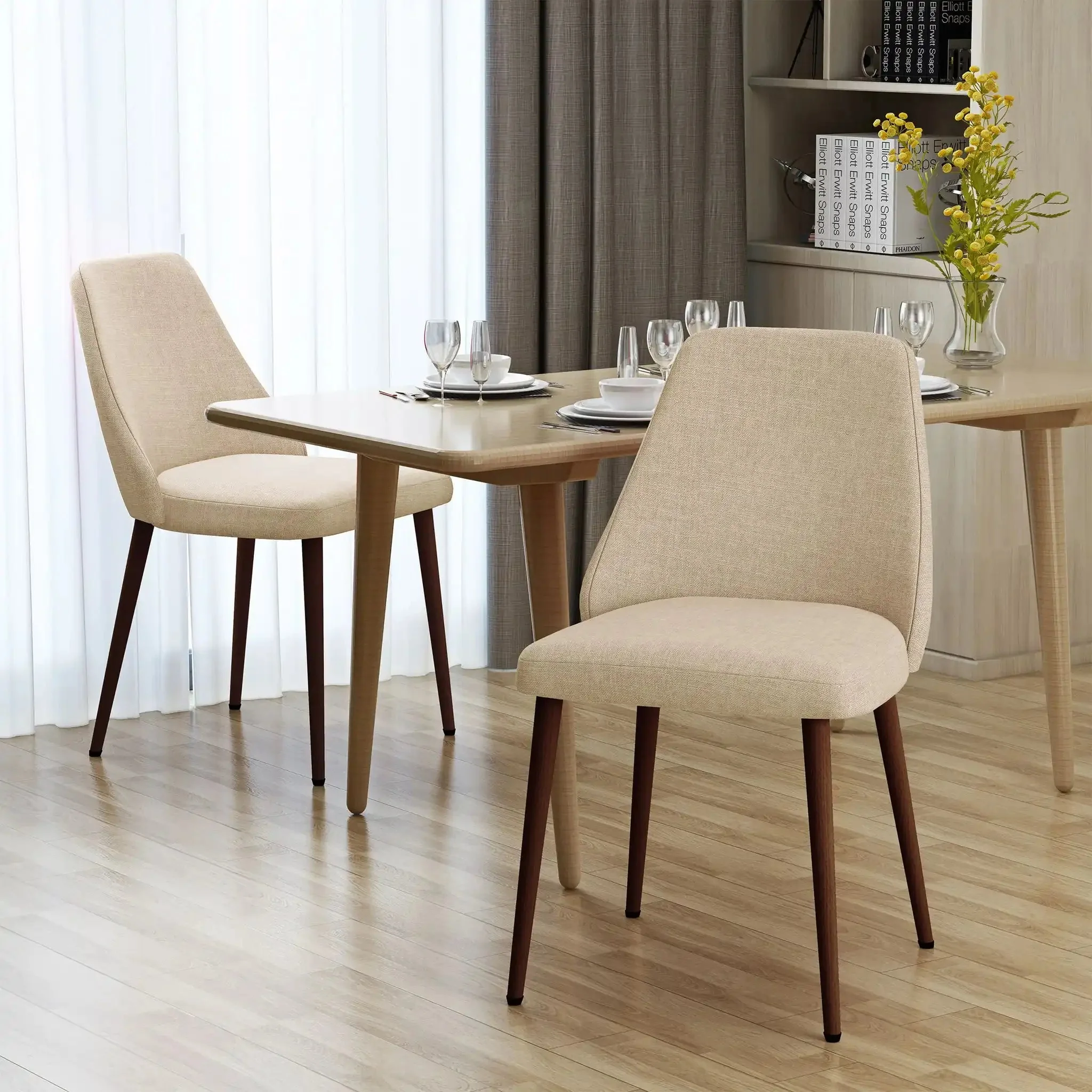 Modern Dining Chair with Iron Legs and Wood Finish - Image 8