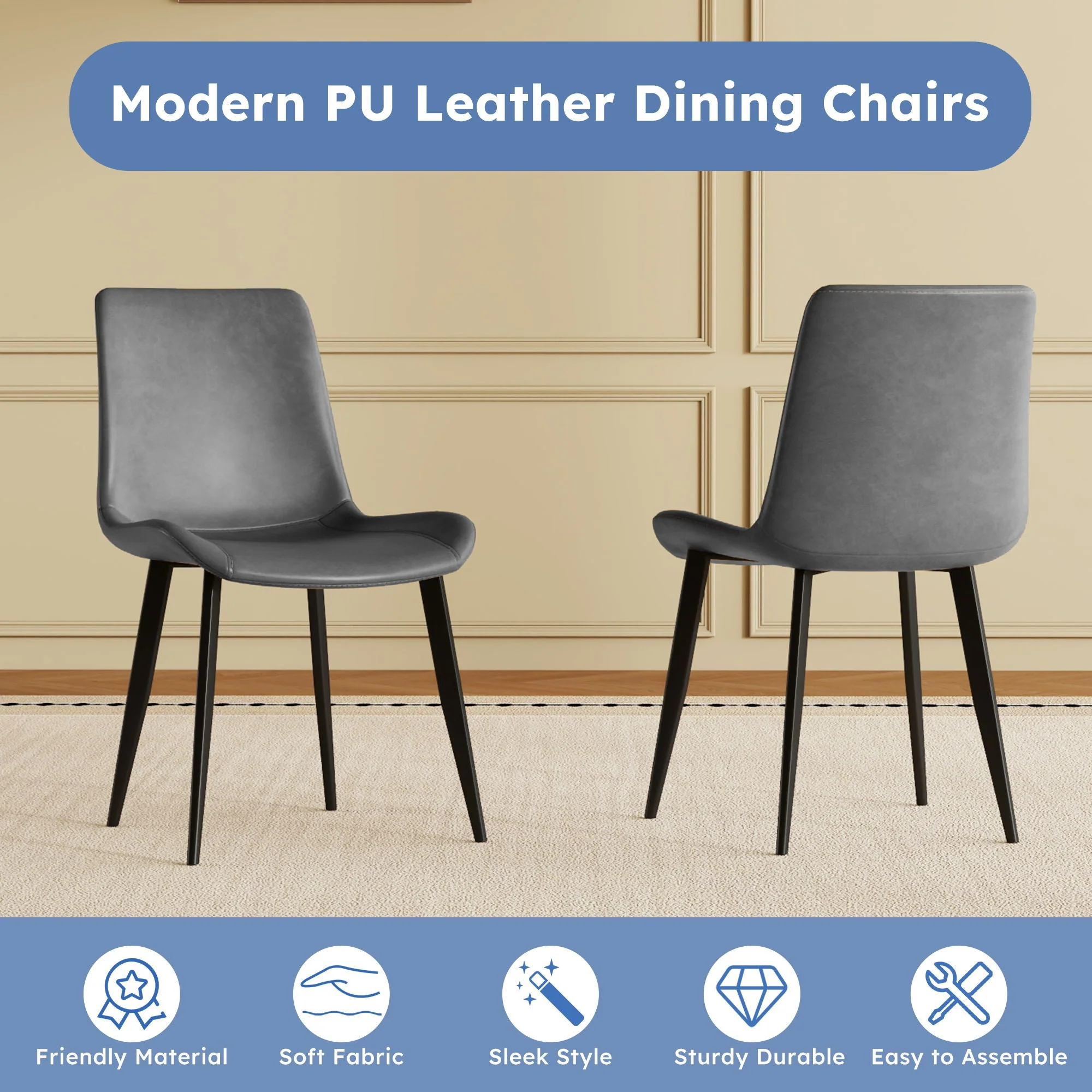 Modern Dining Chairs Ergonomic Design For Kitchen (Set of 4) - Image 4