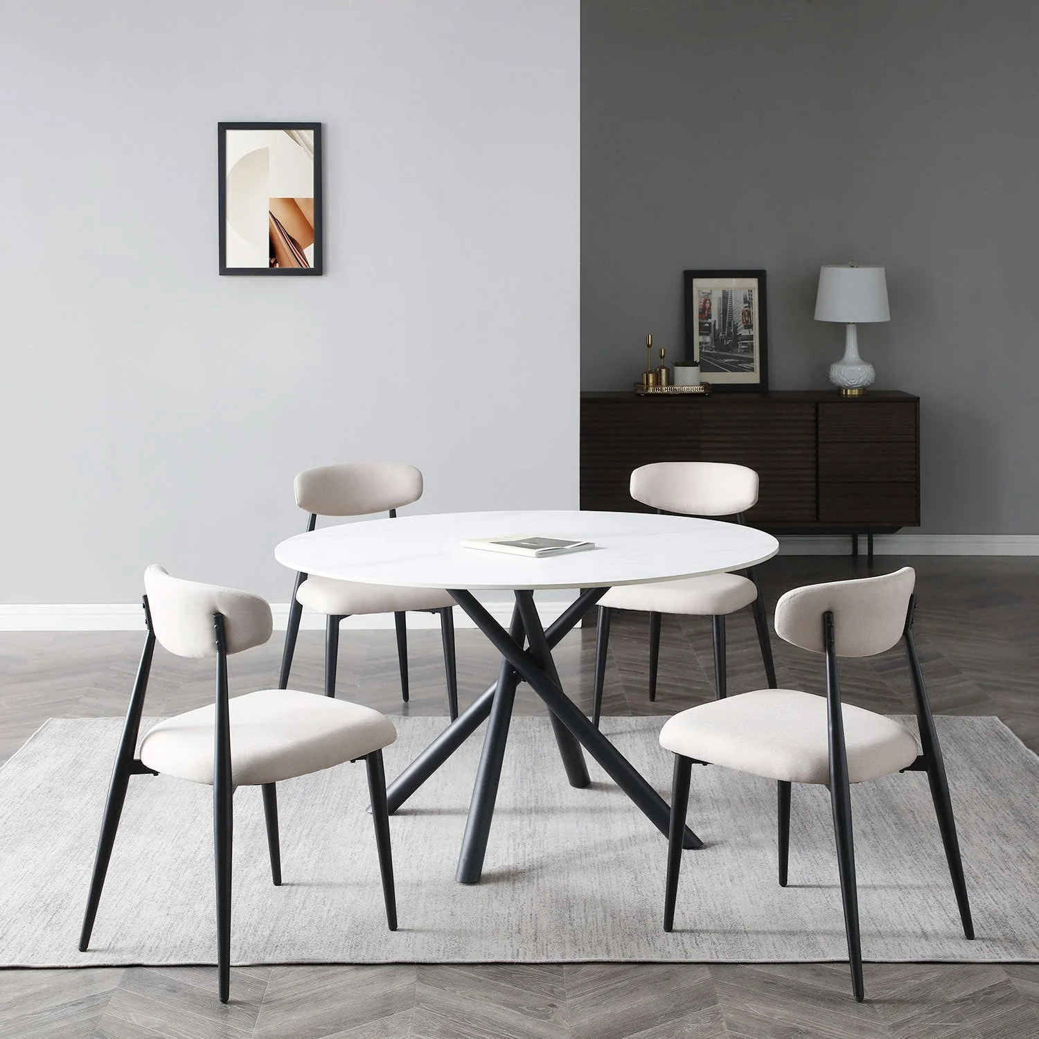 Modern Dining Chairs Set of 2 Light Grey - Image 7