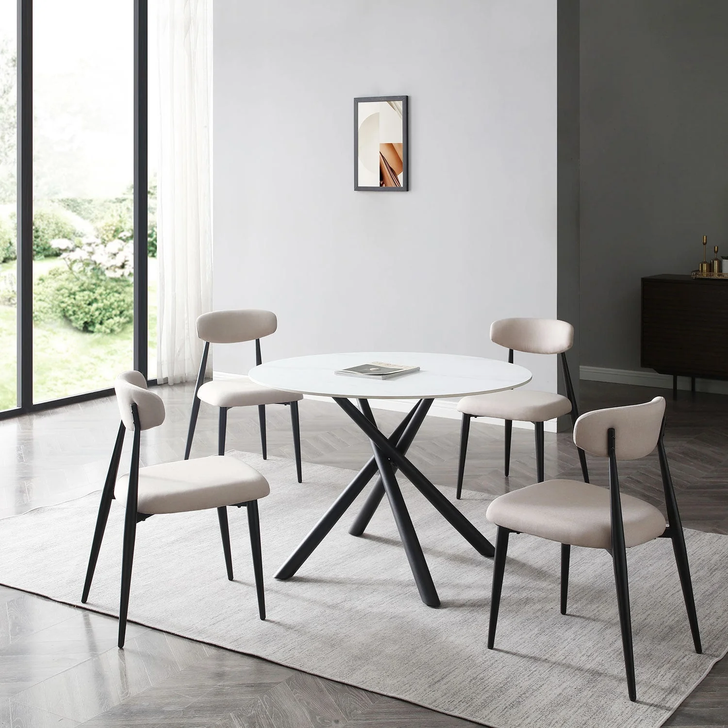 Modern Dining Chairs Set of 2 Light Grey - Image 8