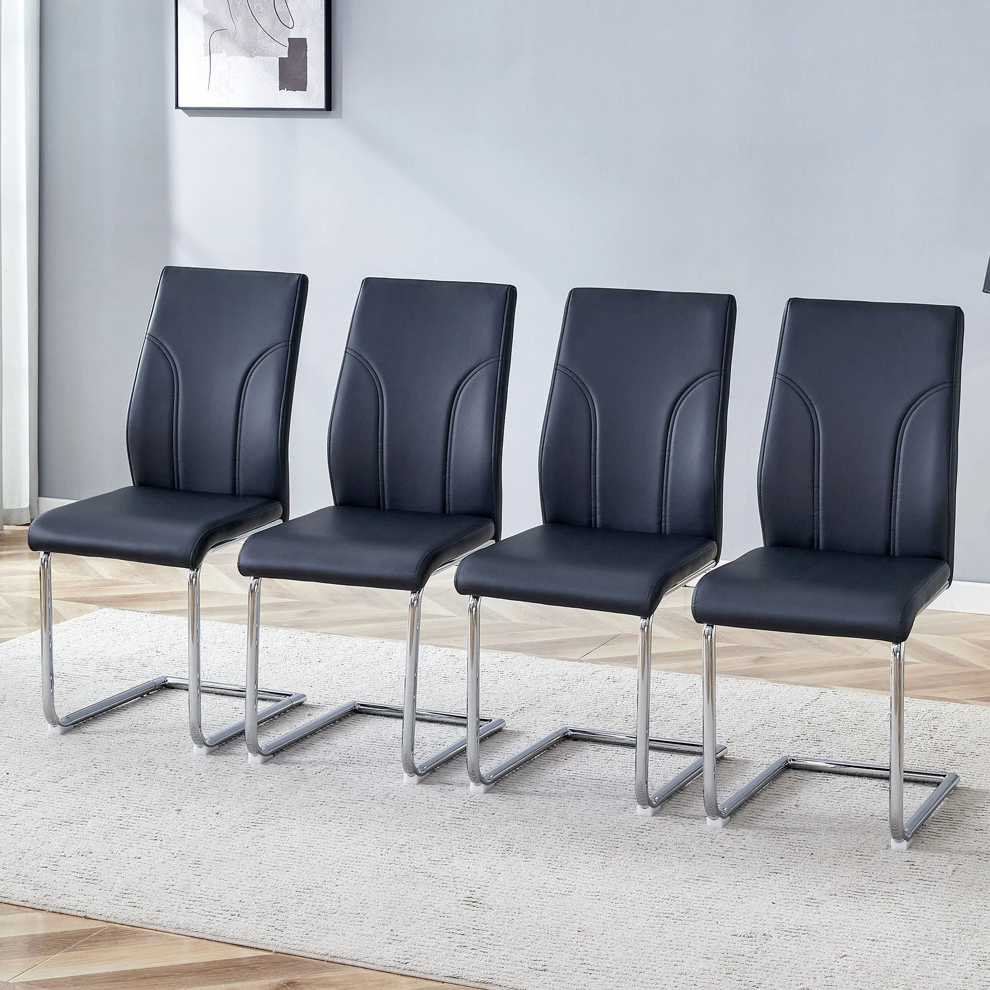 Modern Dining Chairs with High Backrest and Sturdy Legs - Image 4