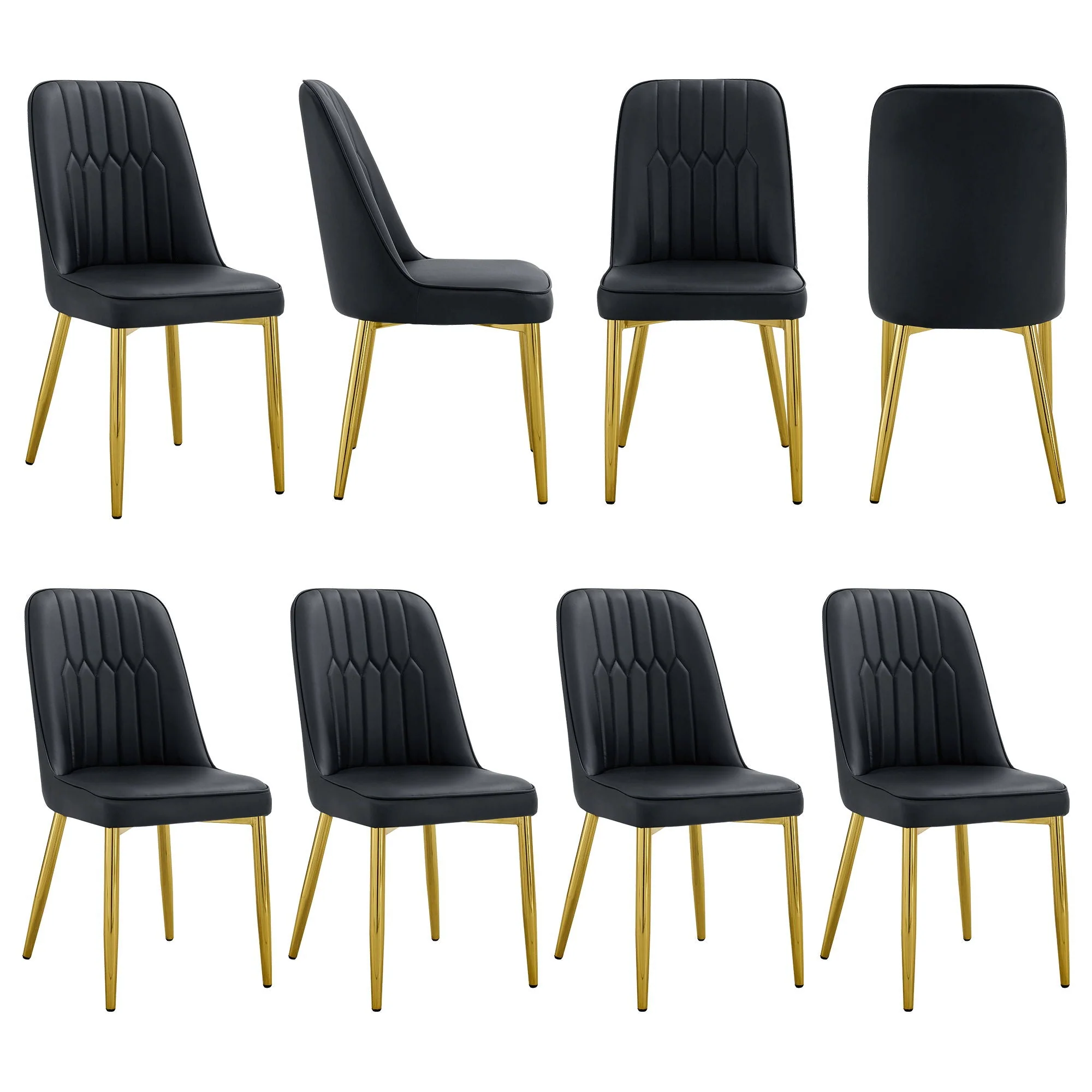 Modern Dining Chairs With Metal Legs And Simple Line Design On Backrest - Image 2