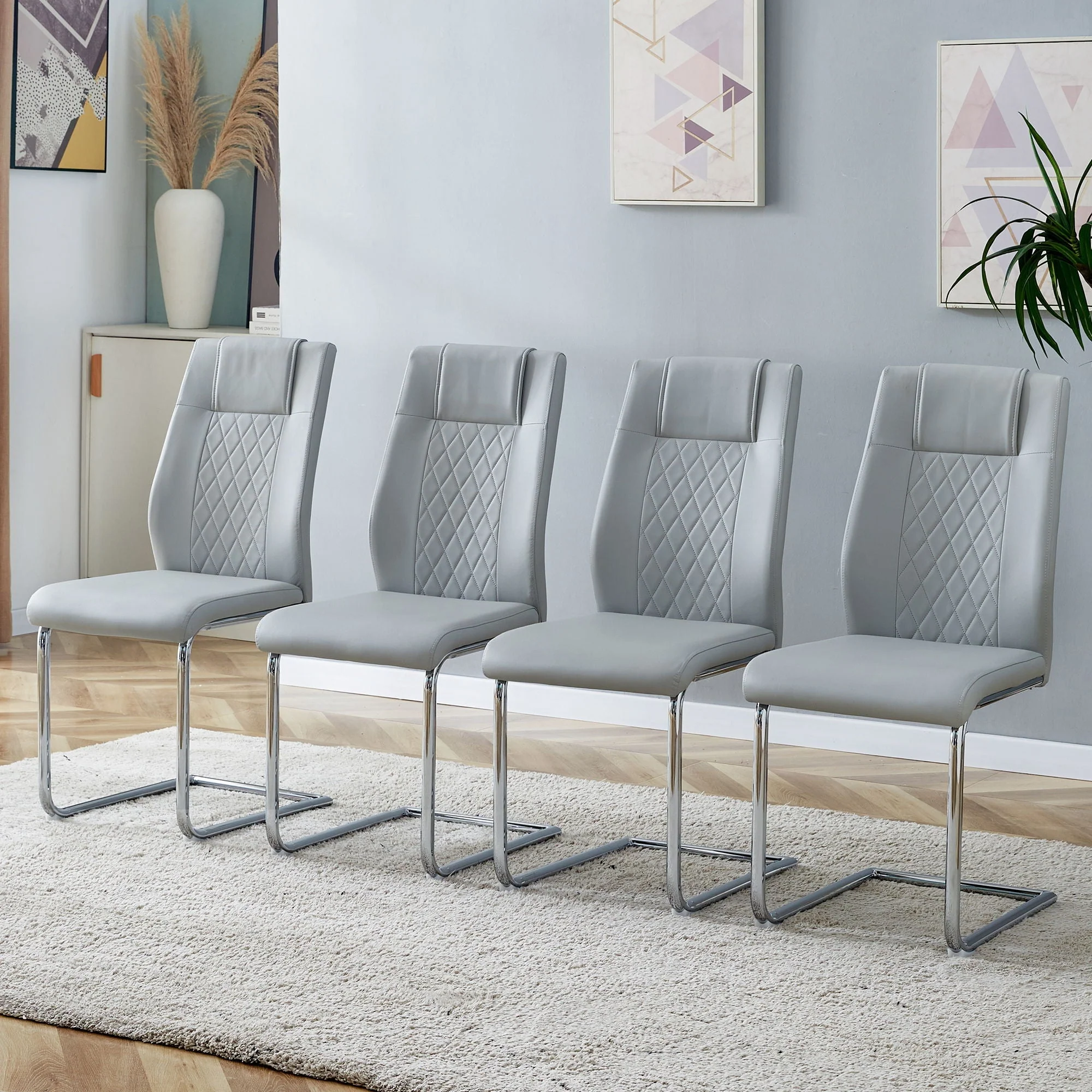 Modern Dining Chairs With Padded Seat and Metal Legs - Image 10
