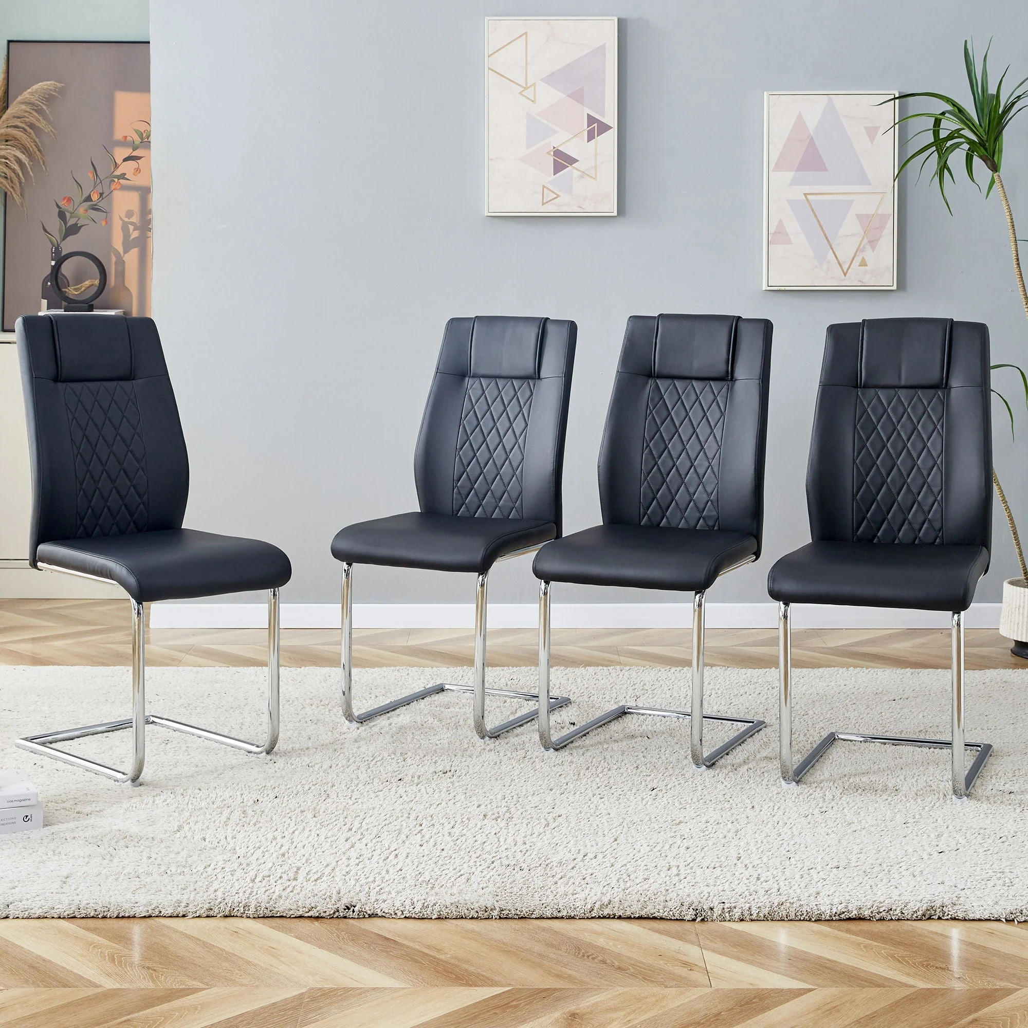 Modern Dining Chairs With Padded Seat and Metal Legs - Image 13