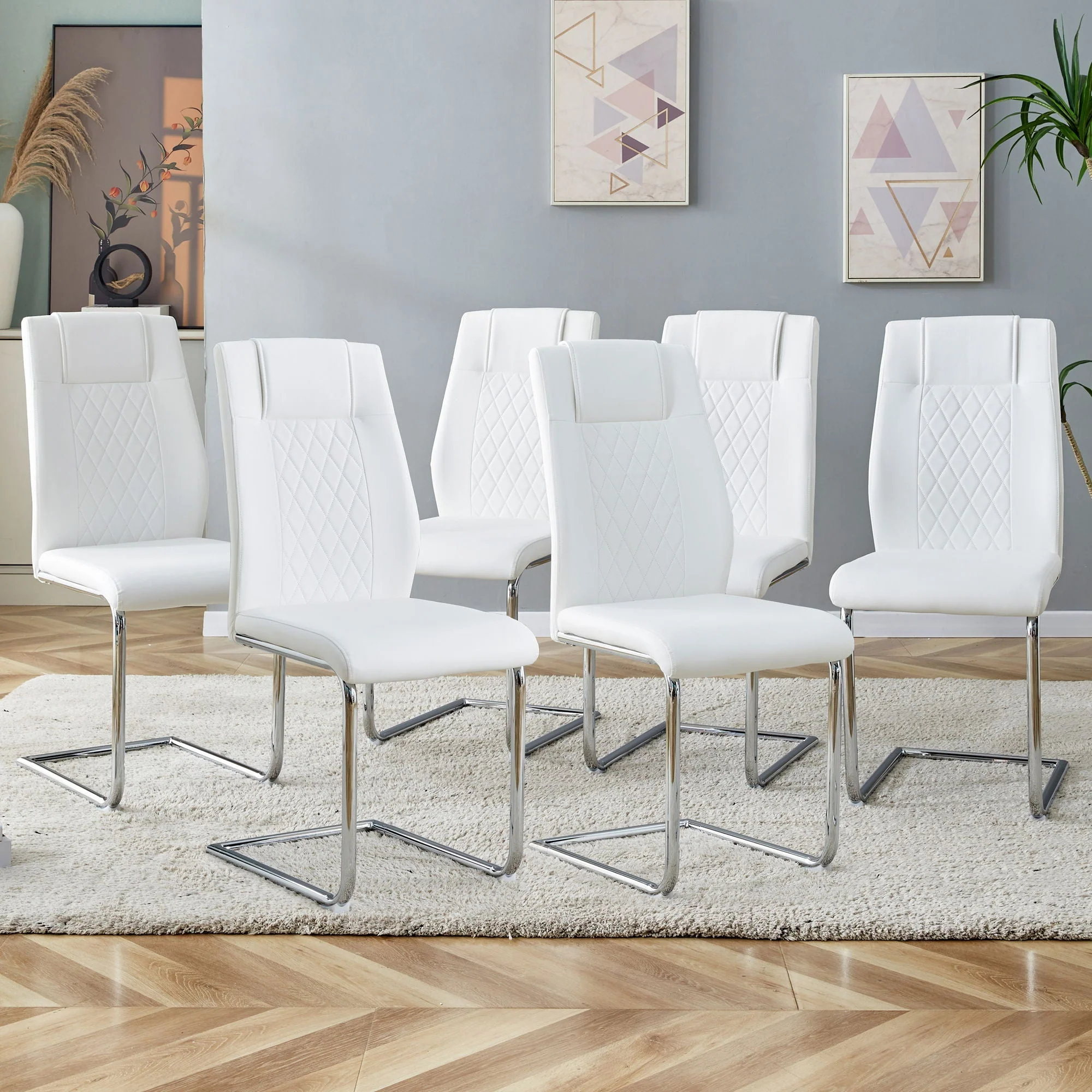 Modern Dining Chairs With Padded Seat and Metal Legs - Image 14