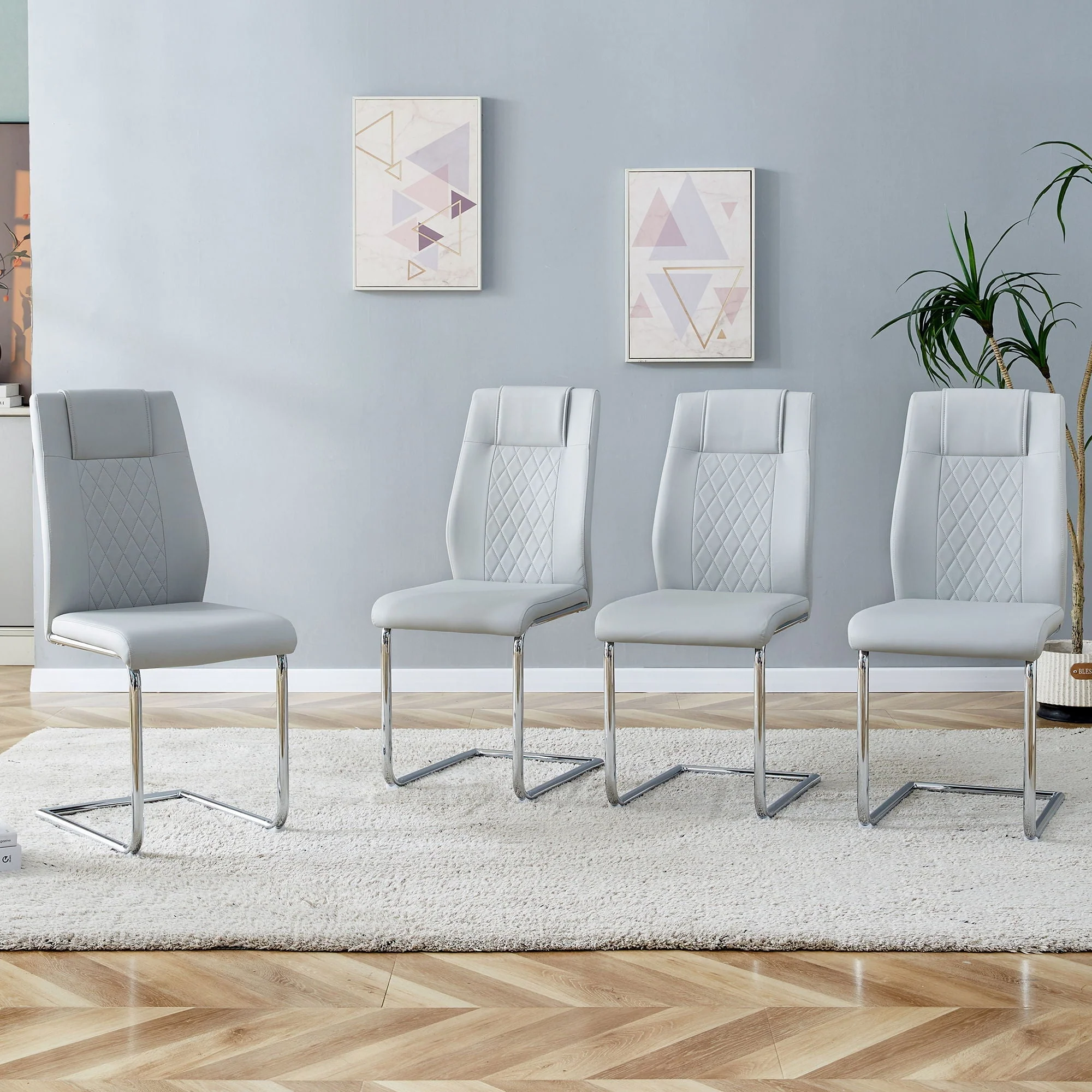 Modern Dining Chairs With Padded Seat and Metal Legs - Image 15