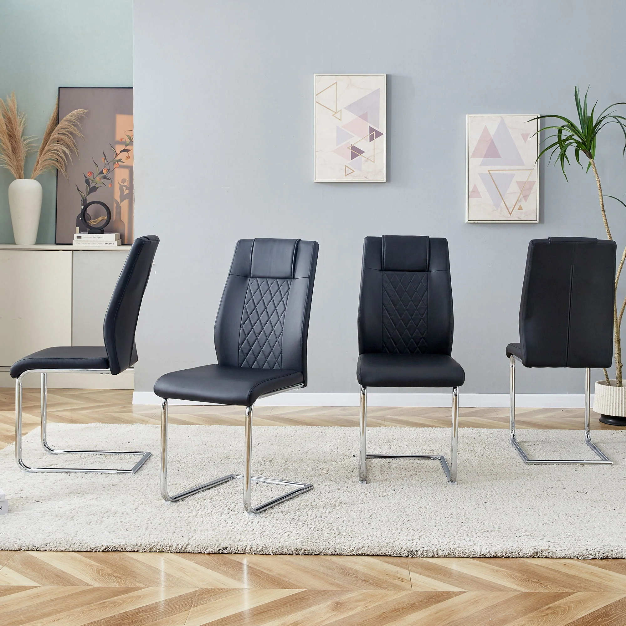 Modern Dining Chairs With Padded Seat and Metal Legs - Image 16