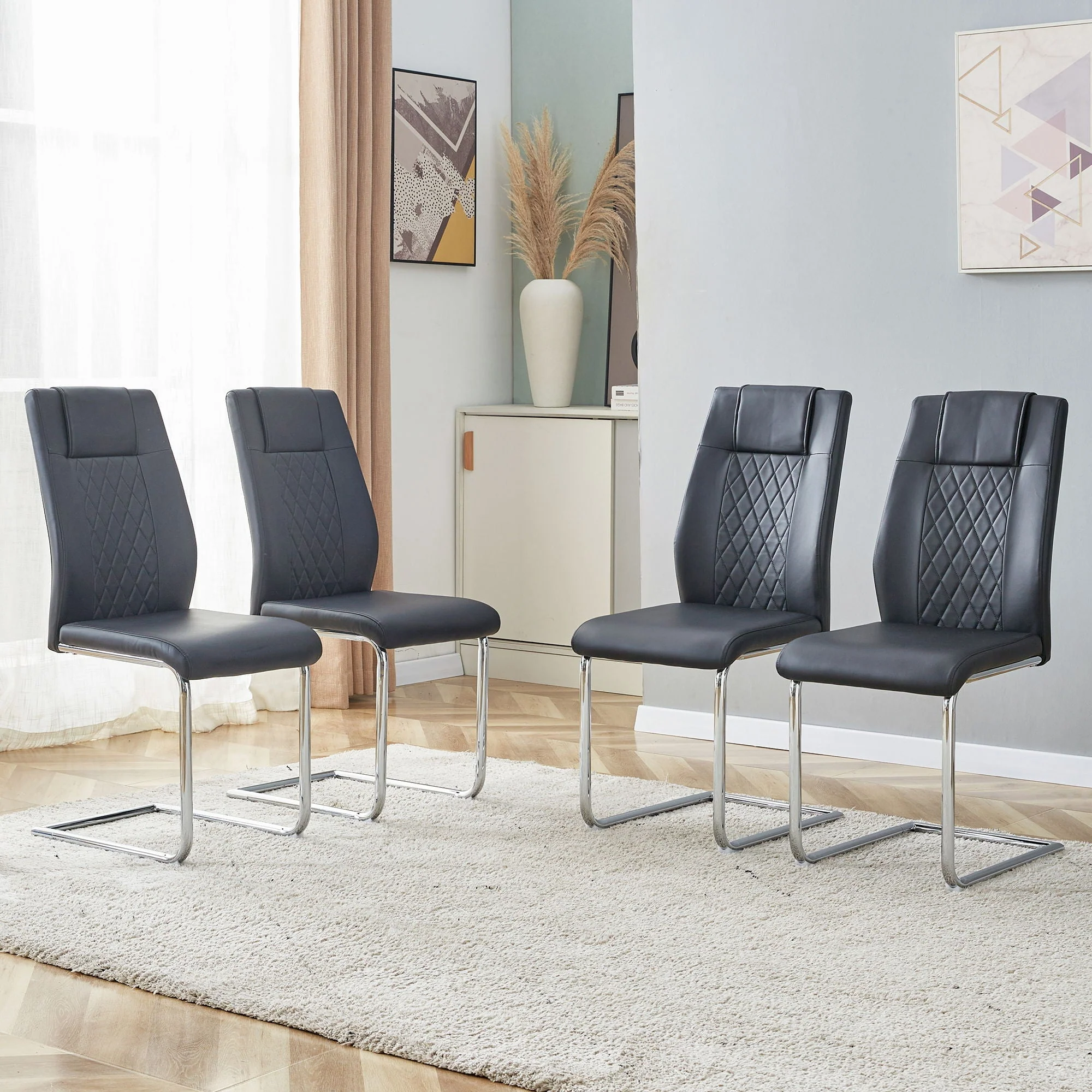 Modern Dining Chairs With Padded Seat and Metal Legs - Image 17