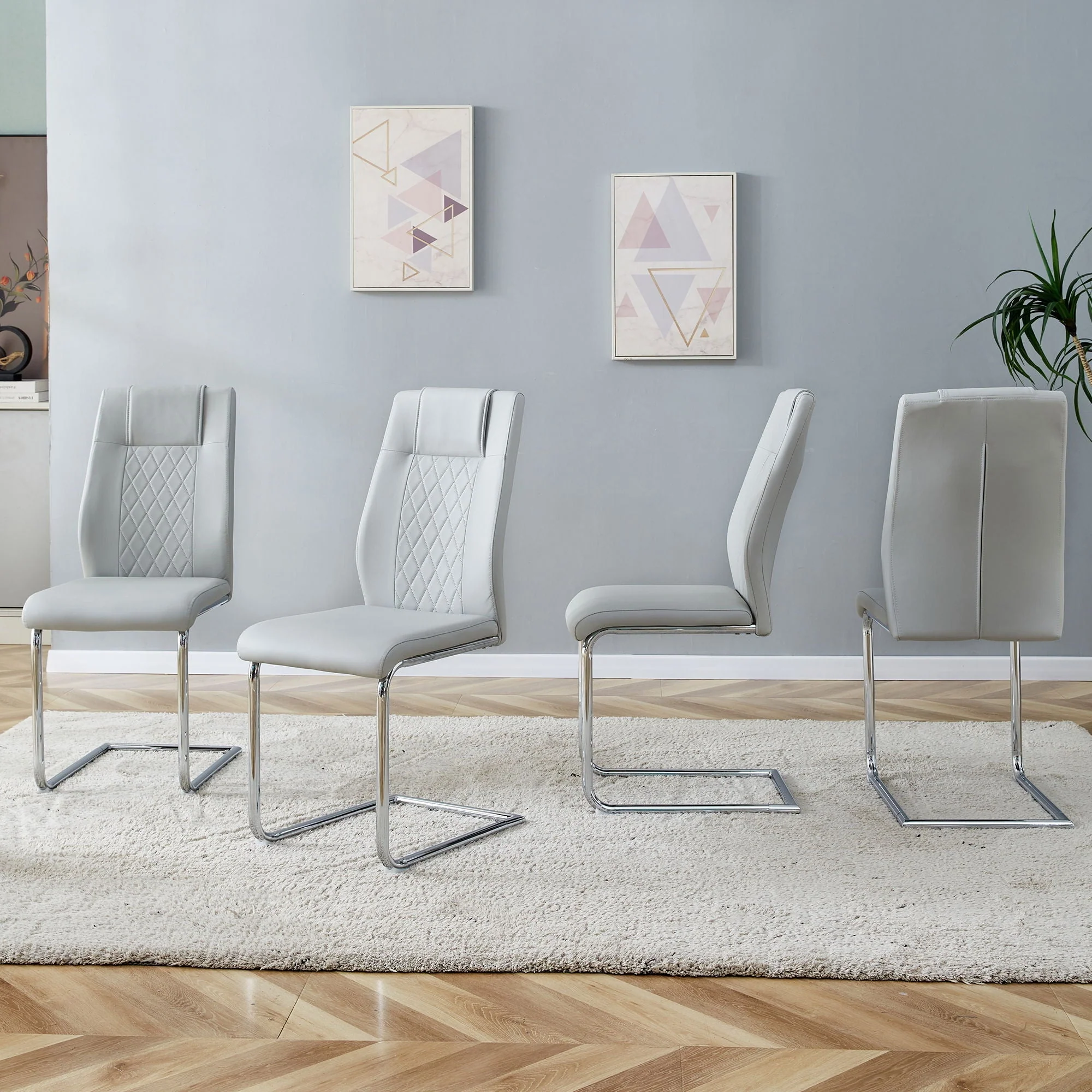 Modern Dining Chairs With Padded Seat and Metal Legs - Image 8