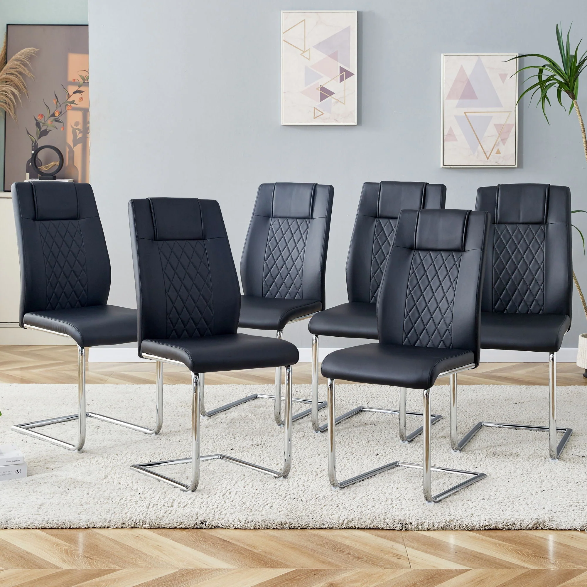 Modern Dining Chairs With Padded Seat and Metal Legs - Image 9