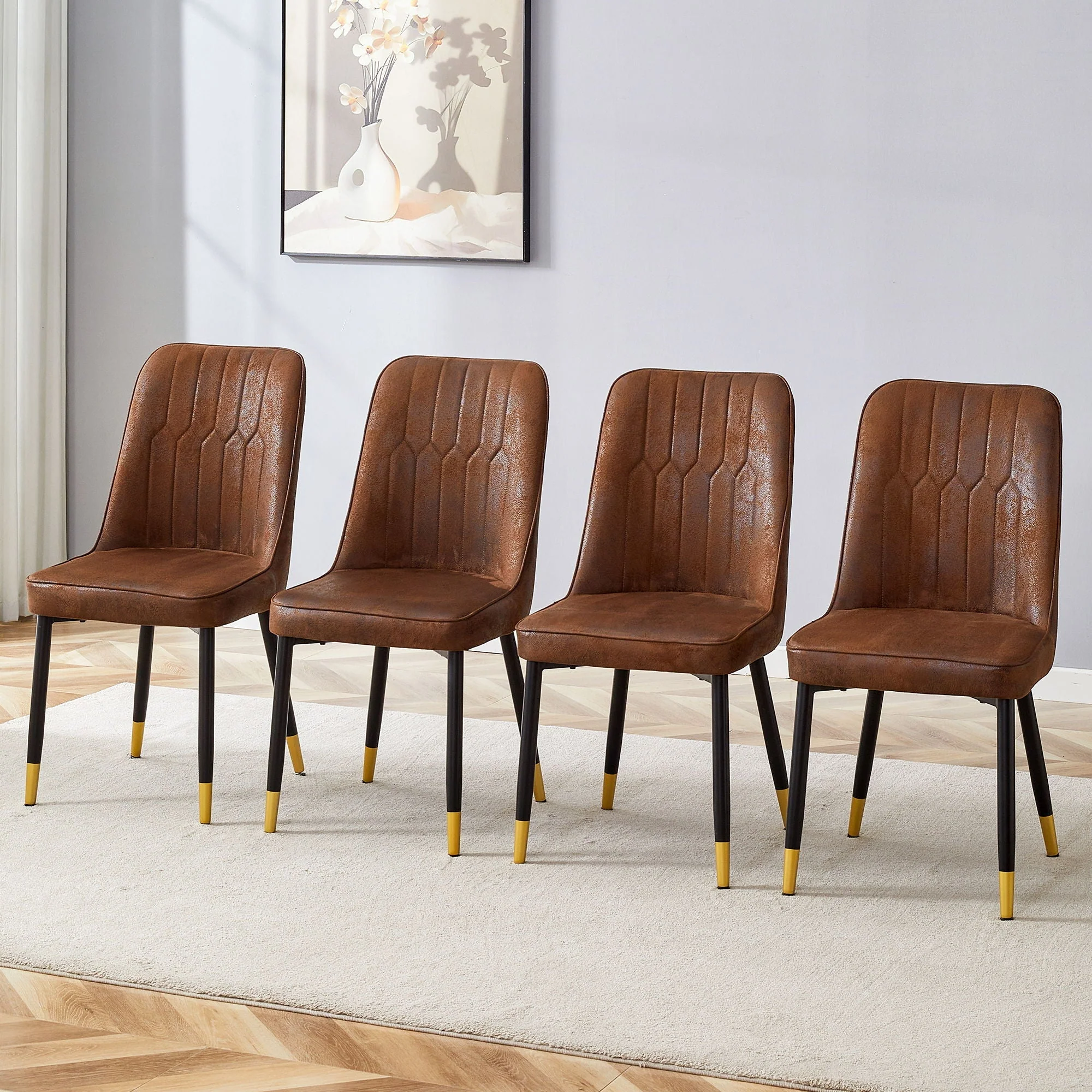Modern Dining Chairs With Sleek Backrest And Metal Legs - Image 4