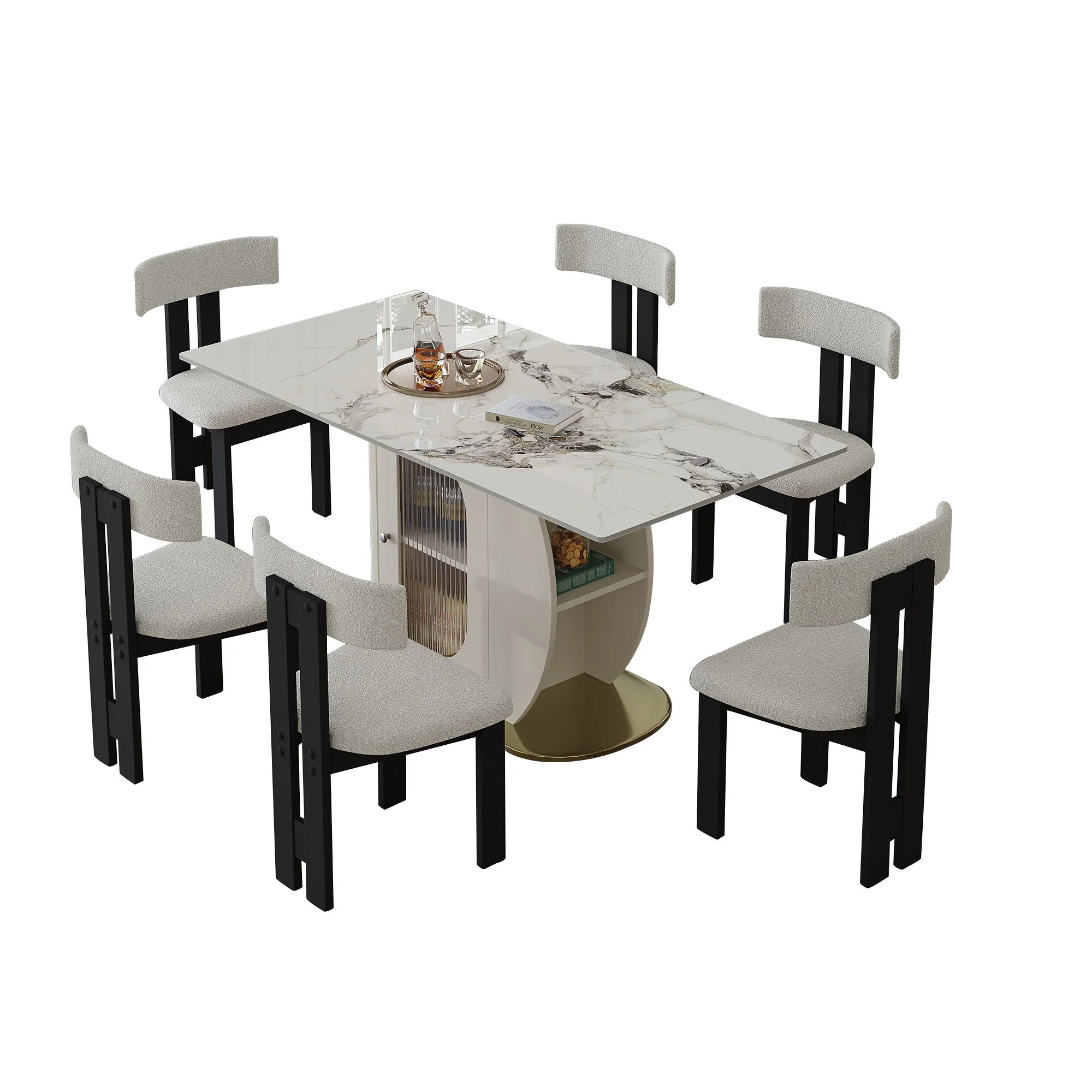Modern Dining Table Set With Storage, Includes Chairs - Image 2