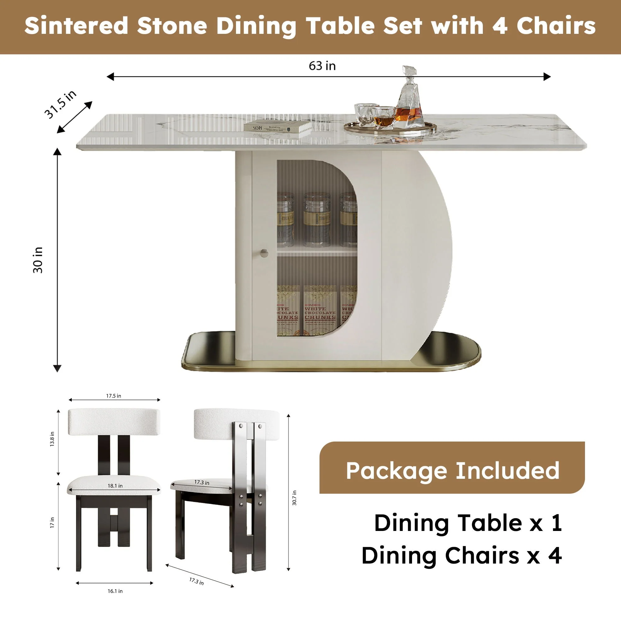 Modern Dining Table Set With Storage, Includes Chairs - Image 5