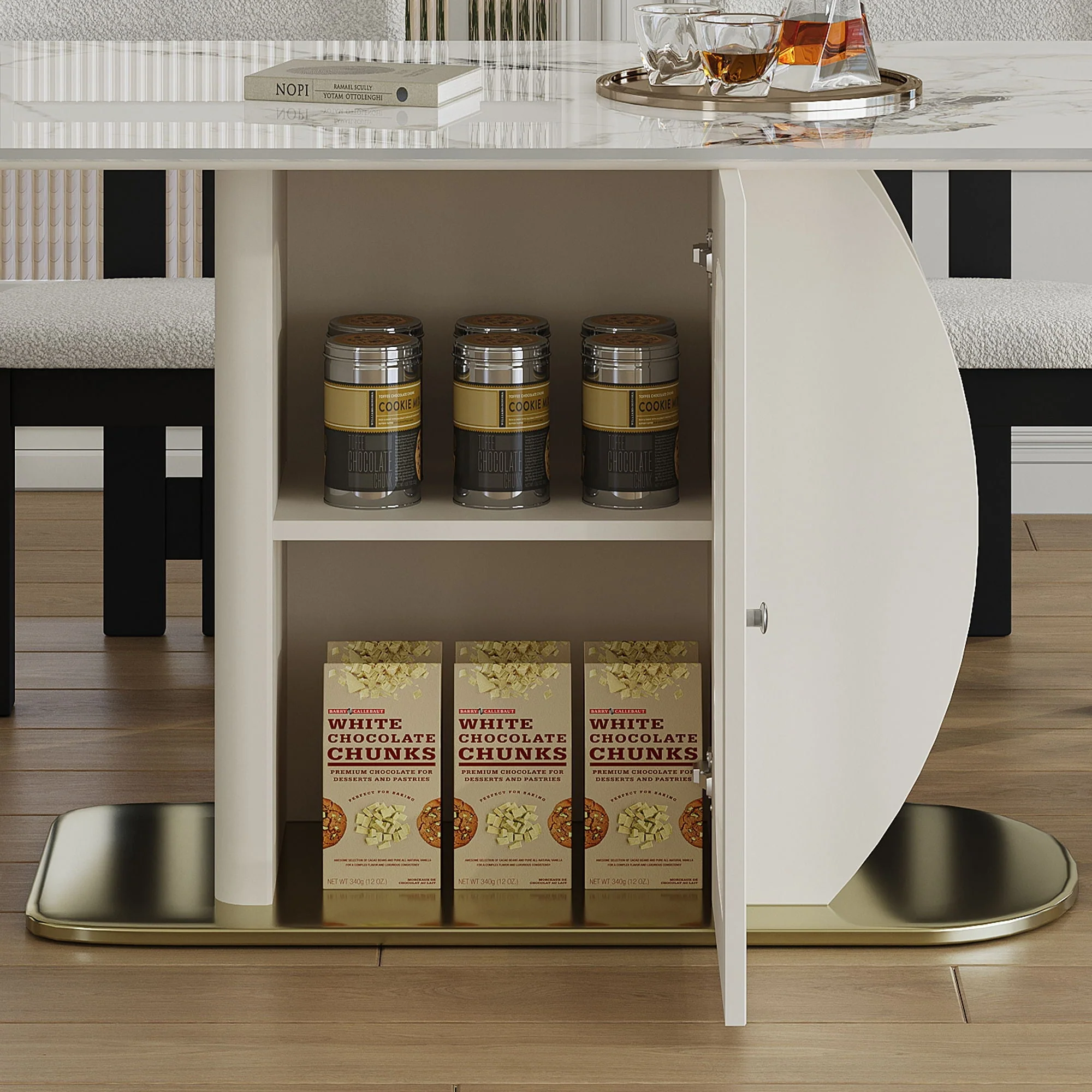 Modern Dining Table Set With Storage, Includes Chairs - Image 8