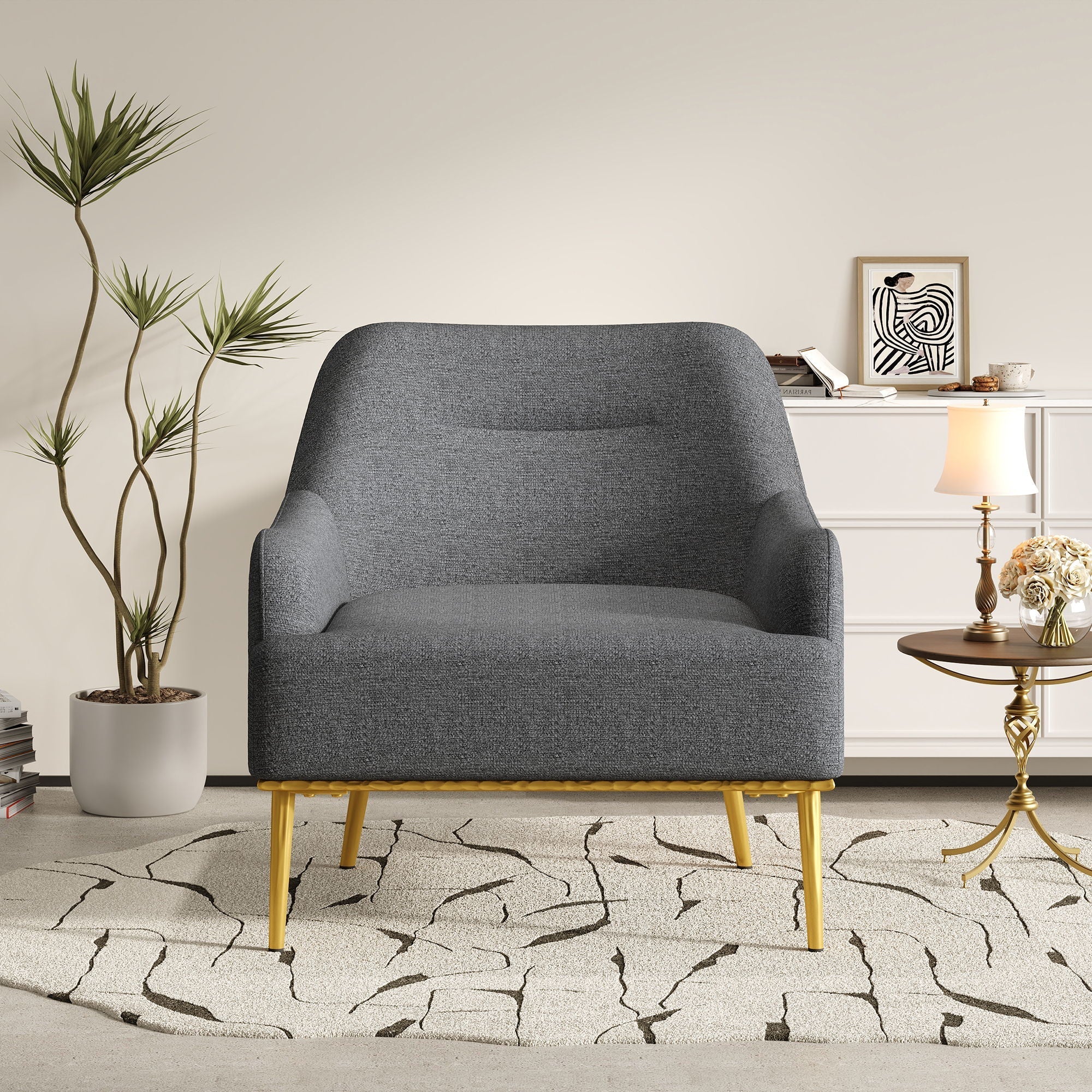 Modern Elegance Accent Chair with Curved Backrest - Image 10