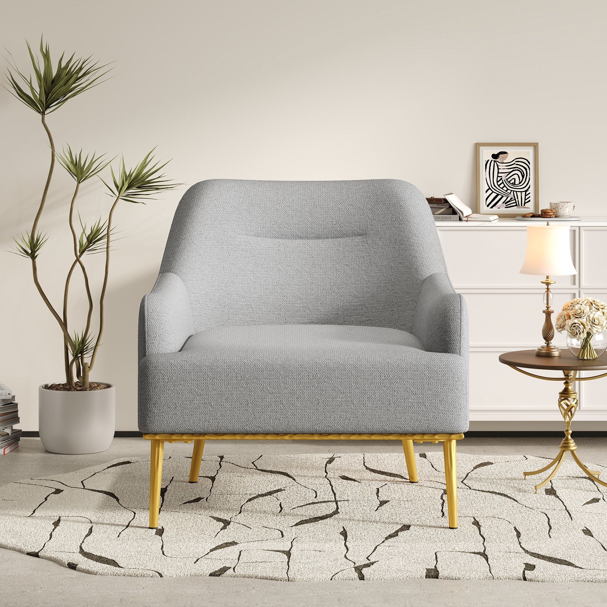 Modern Elegance Accent Chair with Curved Backrest - Image 12