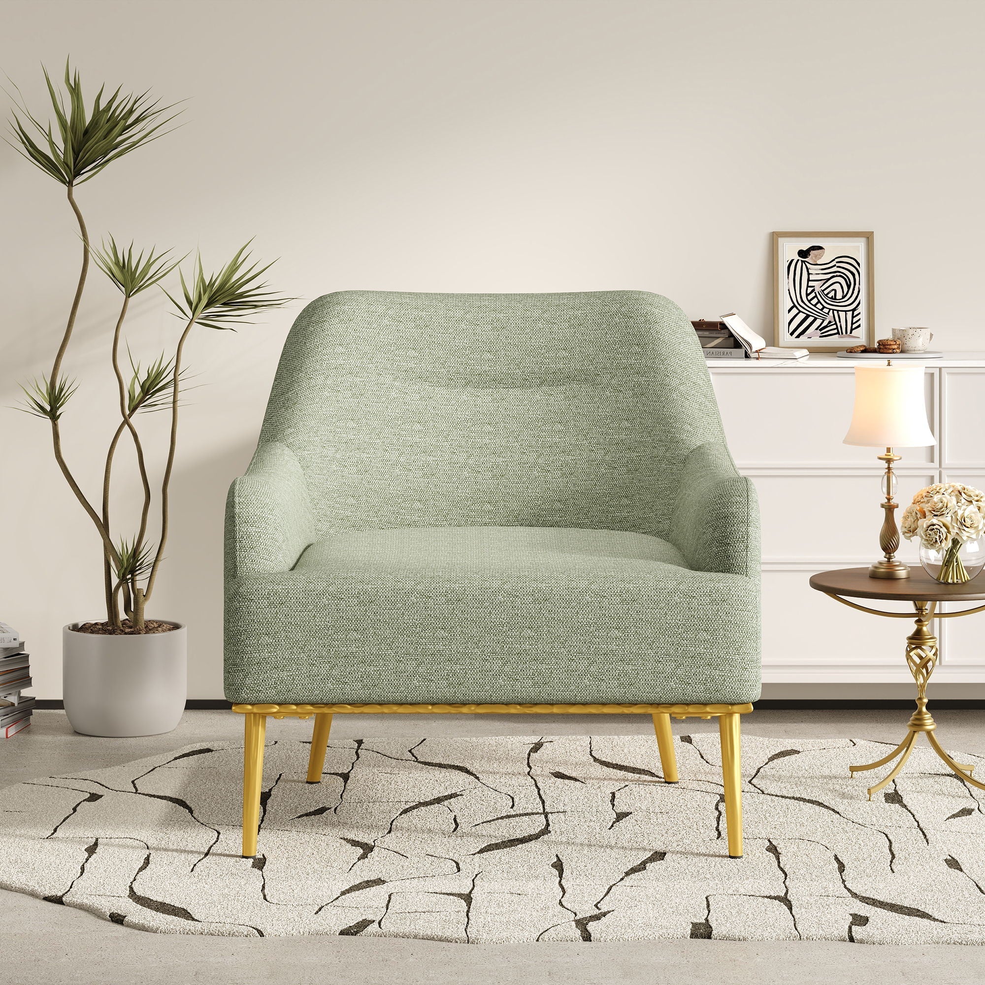 Modern Elegance Accent Chair with Curved Backrest - Image 13