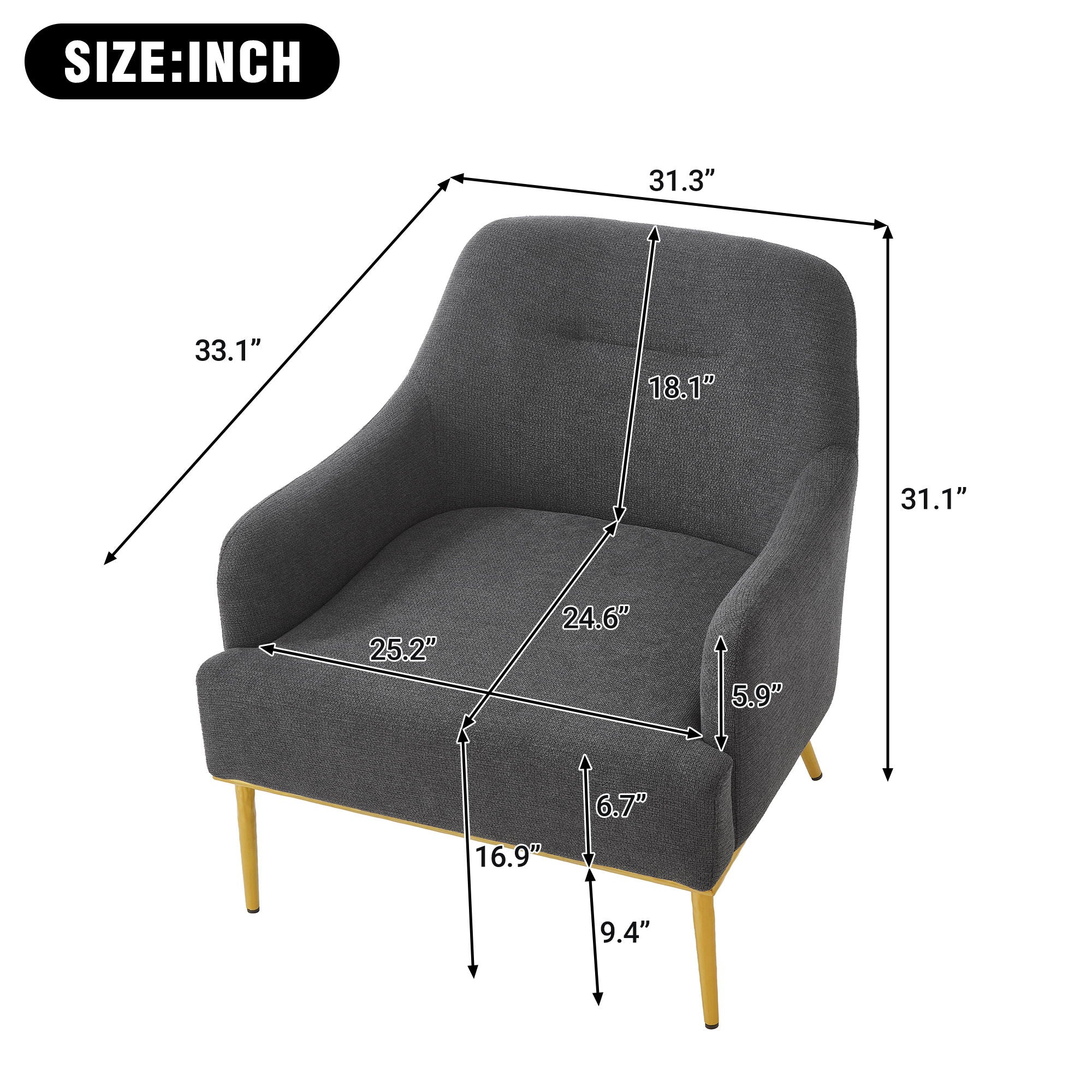 Modern Elegance Accent Chair with Curved Backrest - Image 14