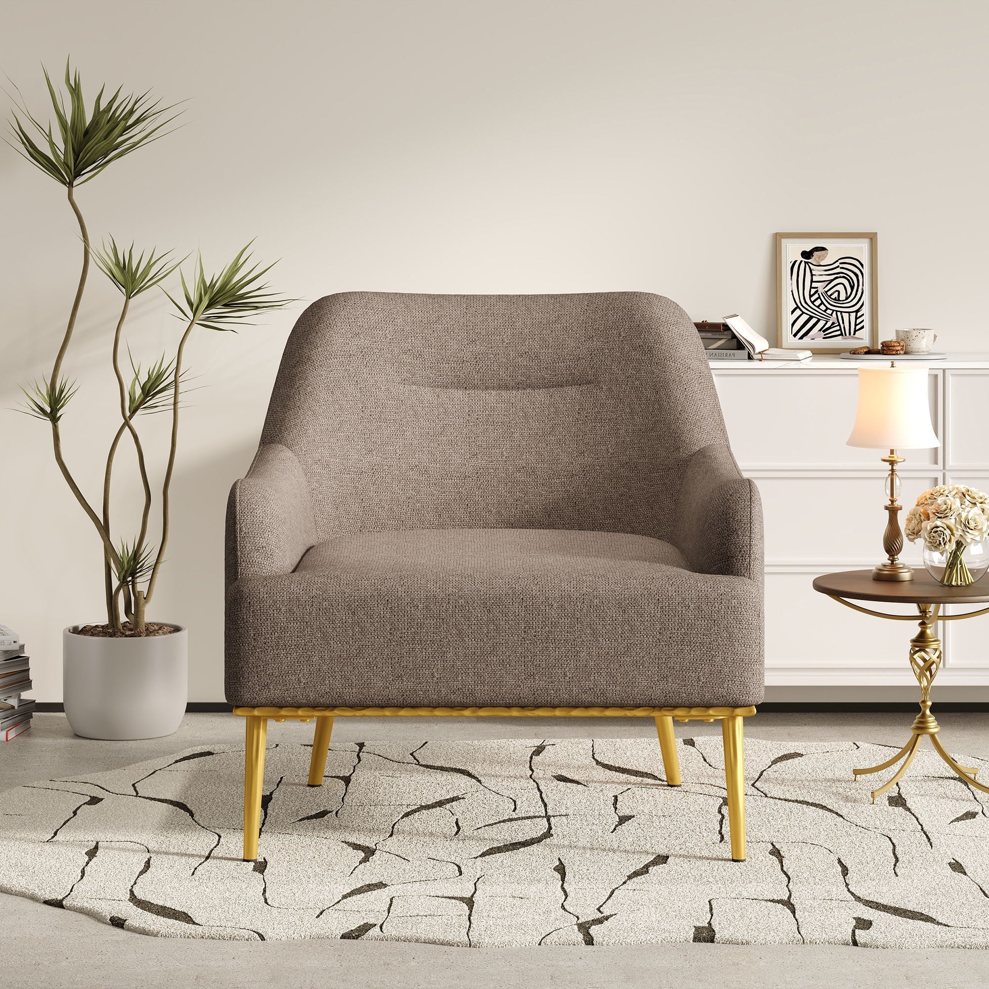 Modern Elegance Accent Chair with Curved Backrest - Image 18