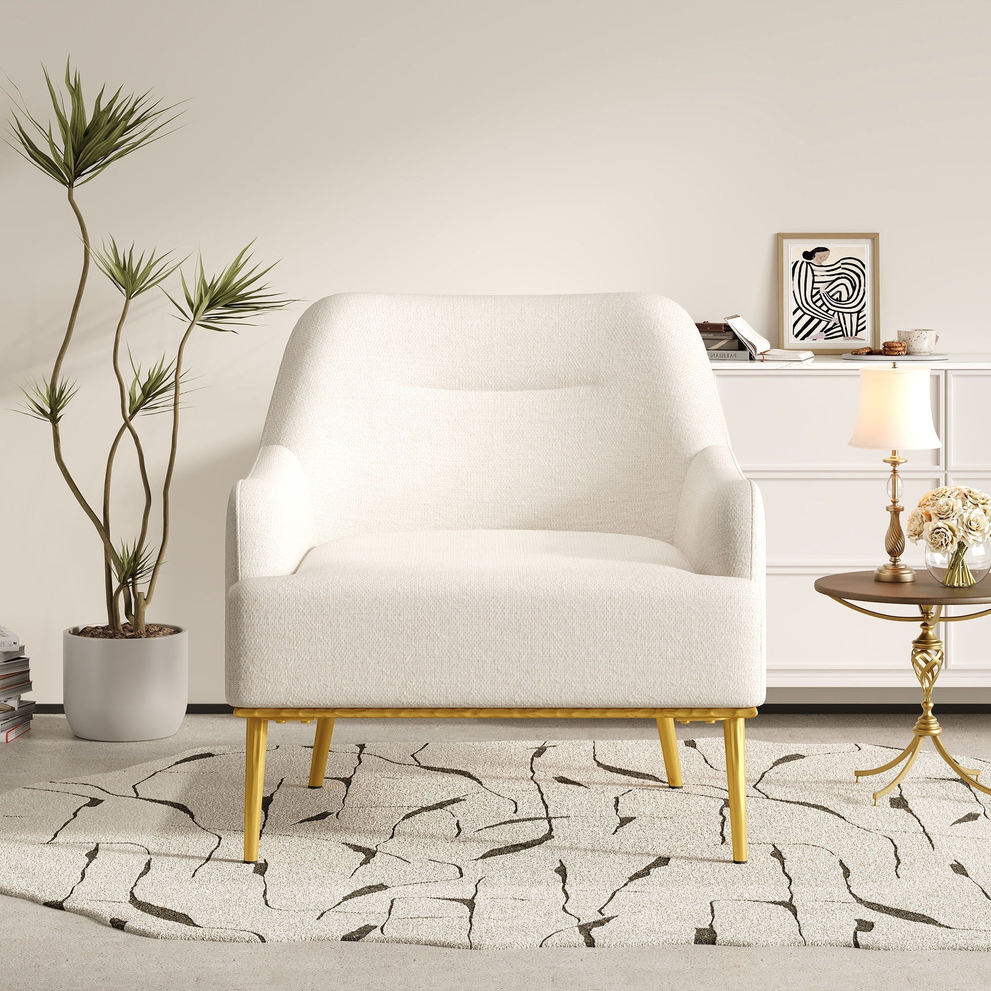 Modern Elegance Accent Chair with Curved Backrest - Image 19