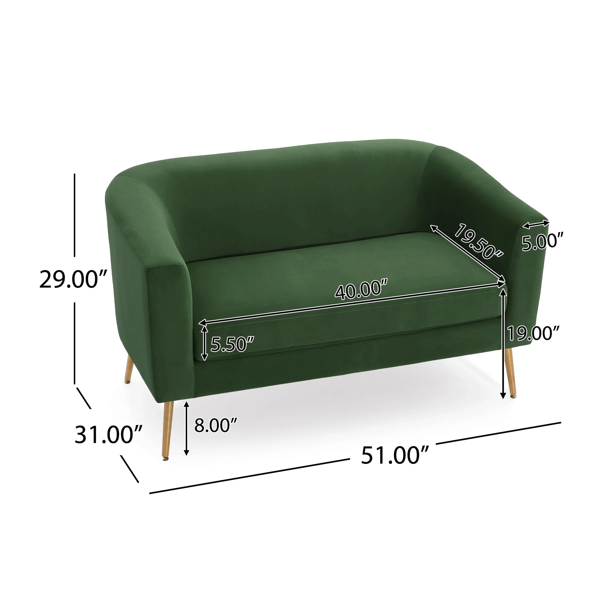Modern Elegant Design Style Loveseat - Image 3