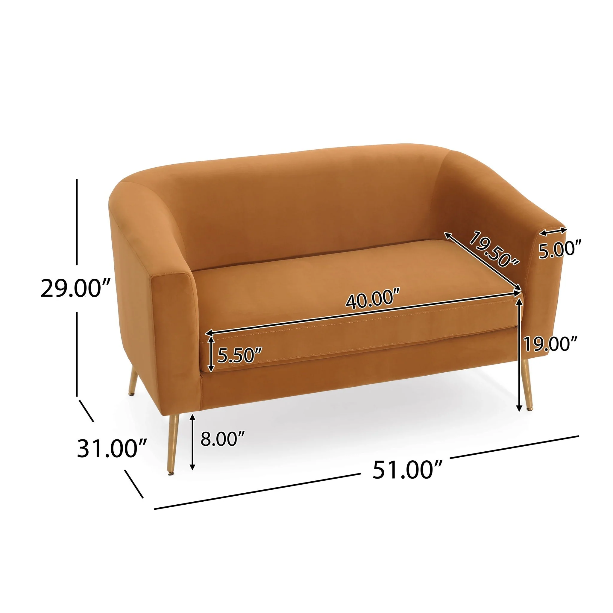 Modern Elegant Design Style Loveseat - Image 6