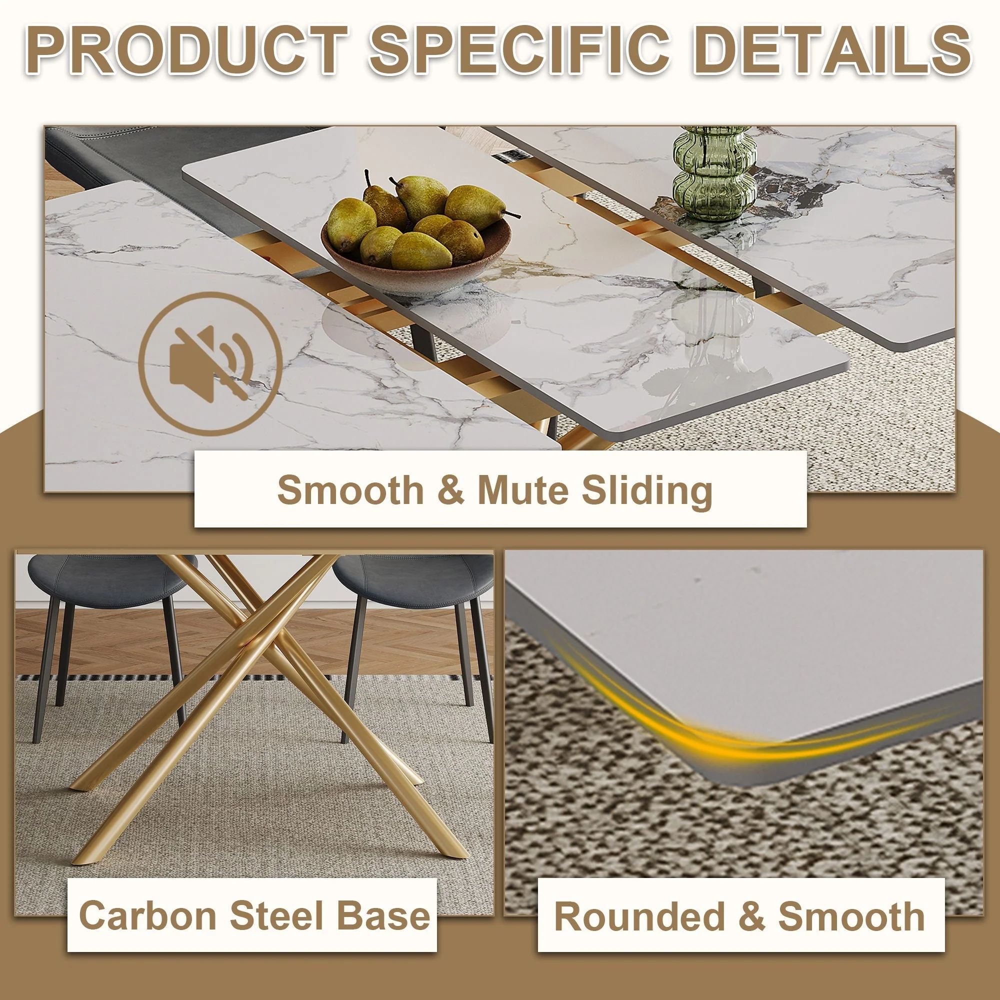 Modern Expandable Dining Table With Retractable Leaf With Chairs - Image 14