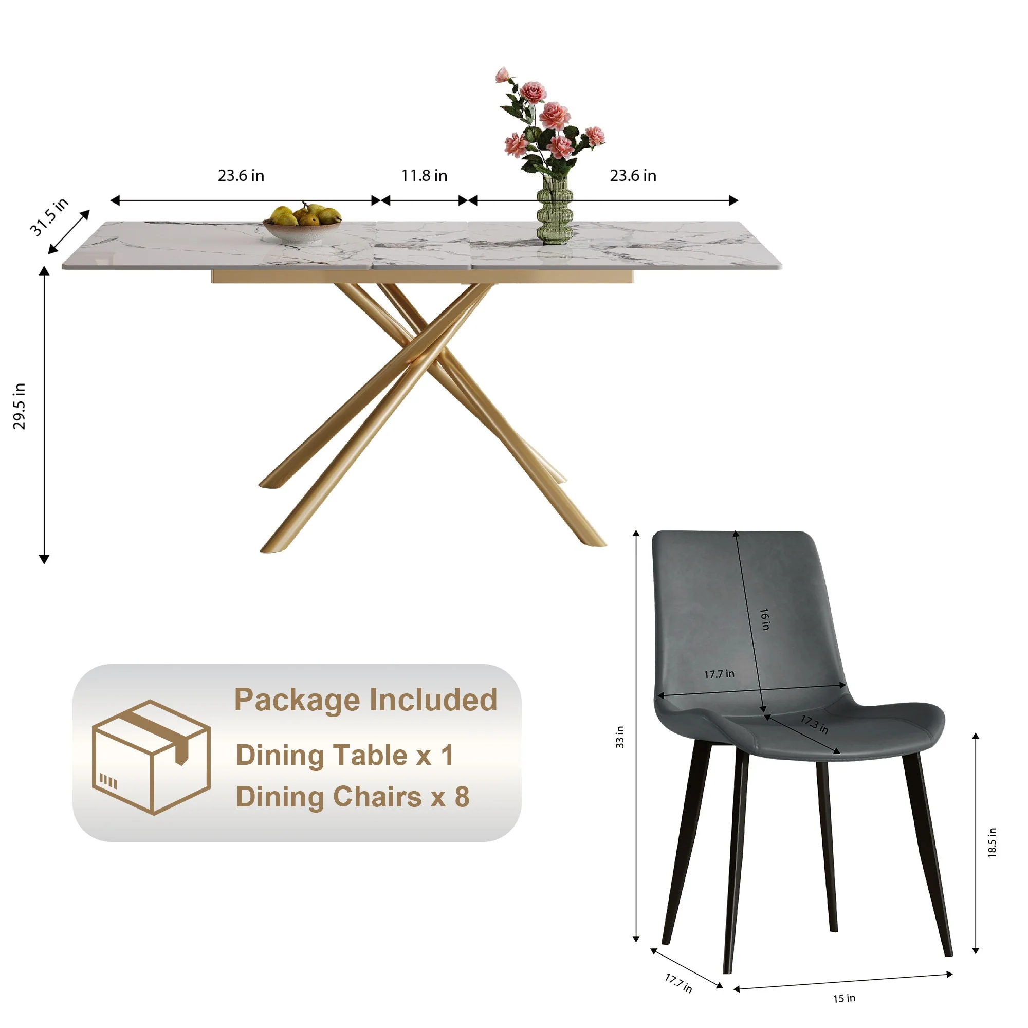 Modern Expandable Dining Table With Retractable Leaf With Chairs - Image 7
