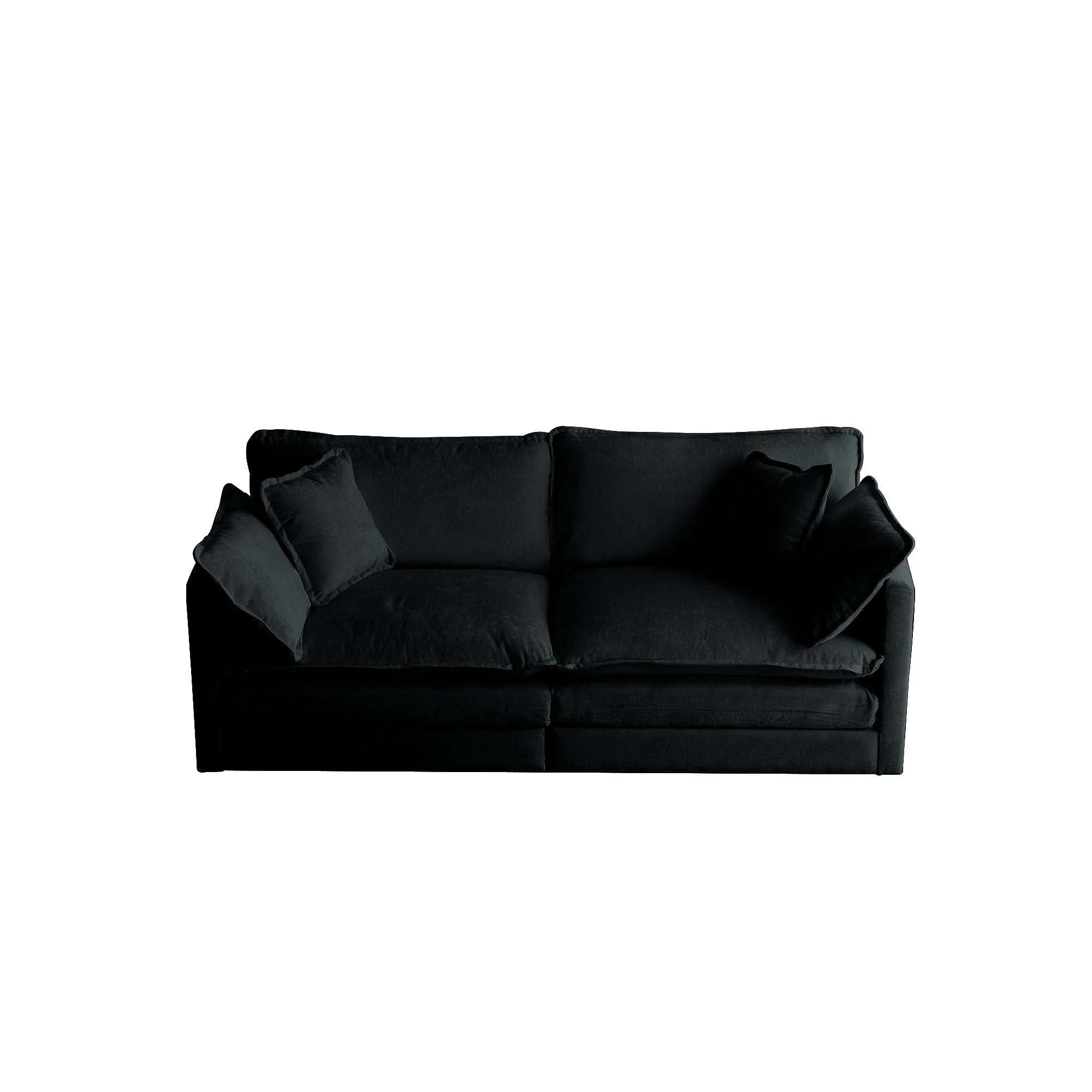Modern Fabric Loveseat Sofa Couch for Living Room, Upholstered Large Size Deep Seat 2-Seat Sofa with 4 Pillows ,Black Chenille - Image 2