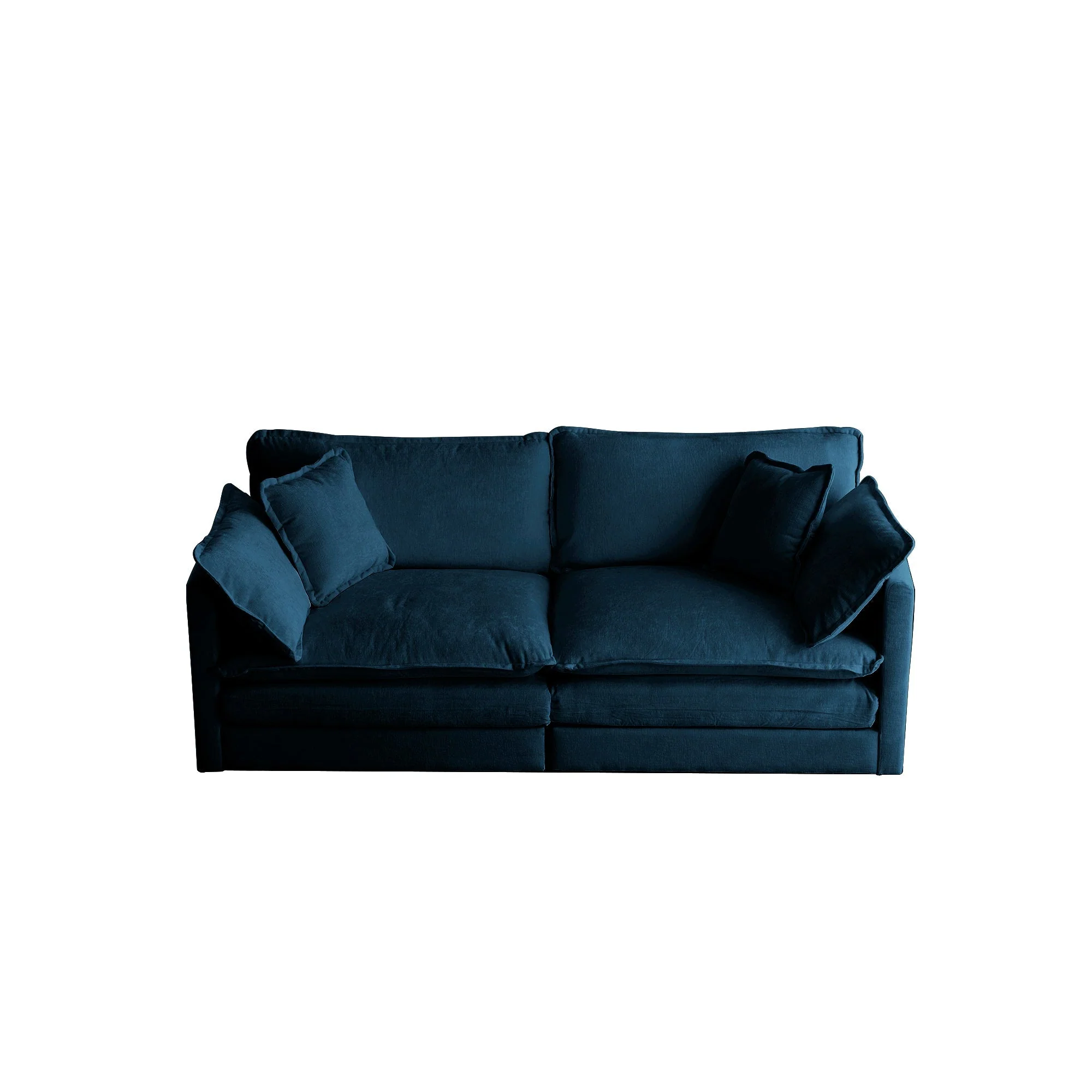 Modern Fabric Loveseat Sofa Couch for Living Room, Upholstered Large Size Deep Seat 2-Seat Sofa with 4 Pillows, Blue - Image 5