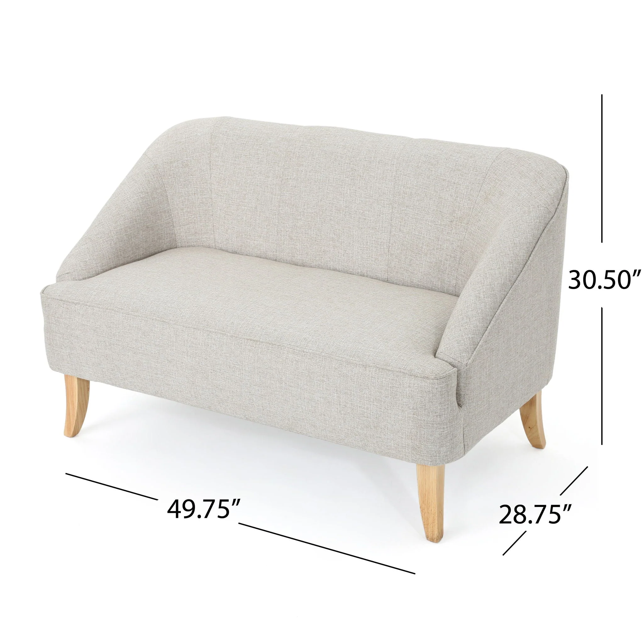 Modern Fabric Loveseat With Sloped Armrests For Living Room - Beige - Image 2