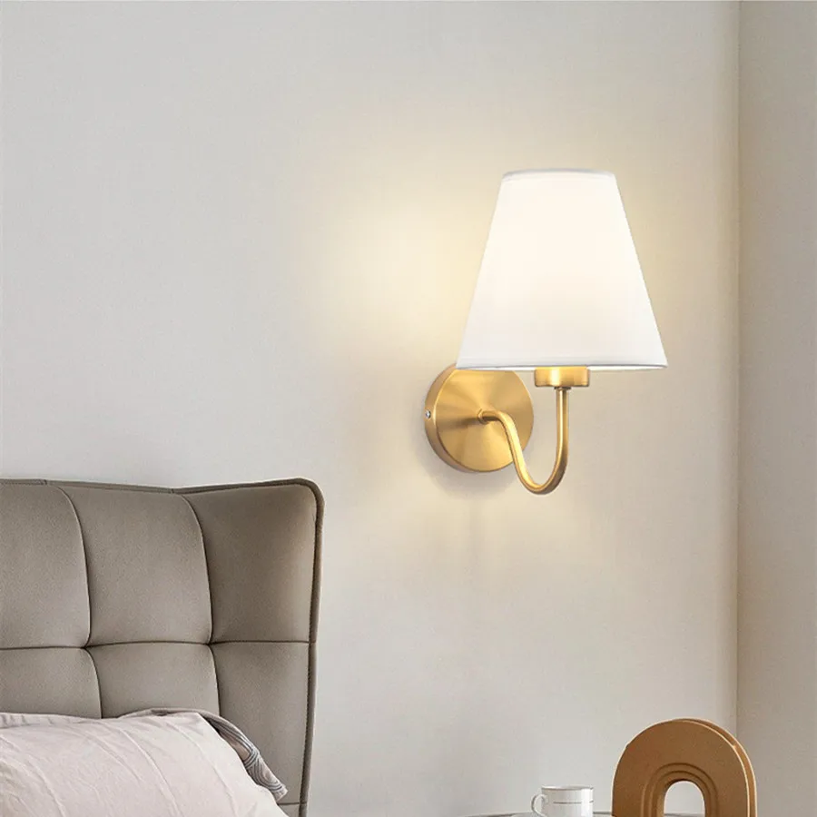 Modern Fabric Wall Lamp – Retro E27 Bedside Sconce Light for Bedroom & Living Room - Image 2