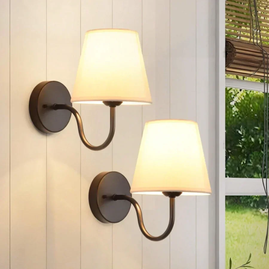 Modern Fabric Wall Lamp – Retro E27 Bedside Sconce Light for Bedroom & Living Room - Image 6