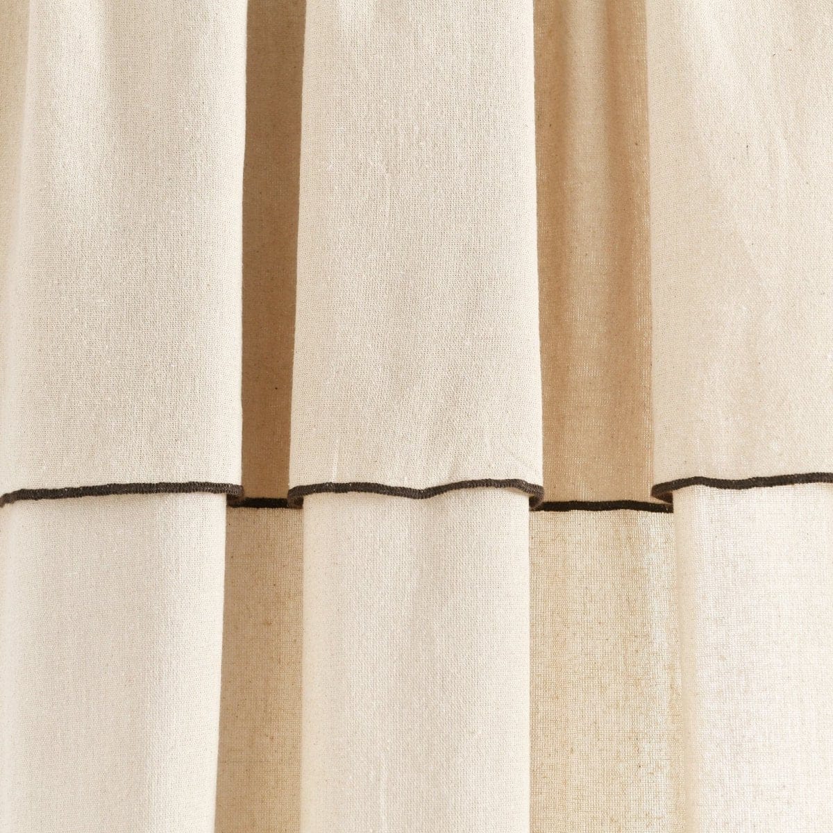 Modern Faux Linen Embroidered Edge With Attached Valance Window Curtain Panel Set - Image 13