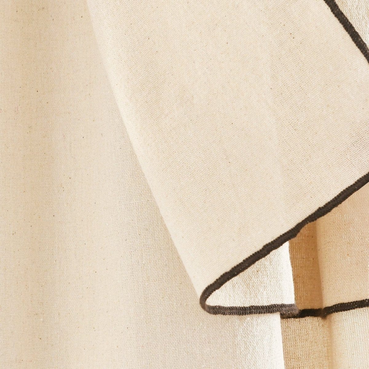 Modern Faux Linen Embroidered Edge With Attached Valance Window Curtain Panel Set - Image 14