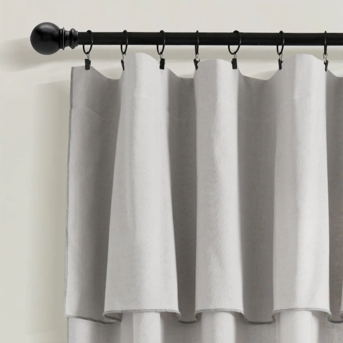 Modern Faux Linen Embroidered Edge With Attached Valance Window Curtain Panel Set - Image 17