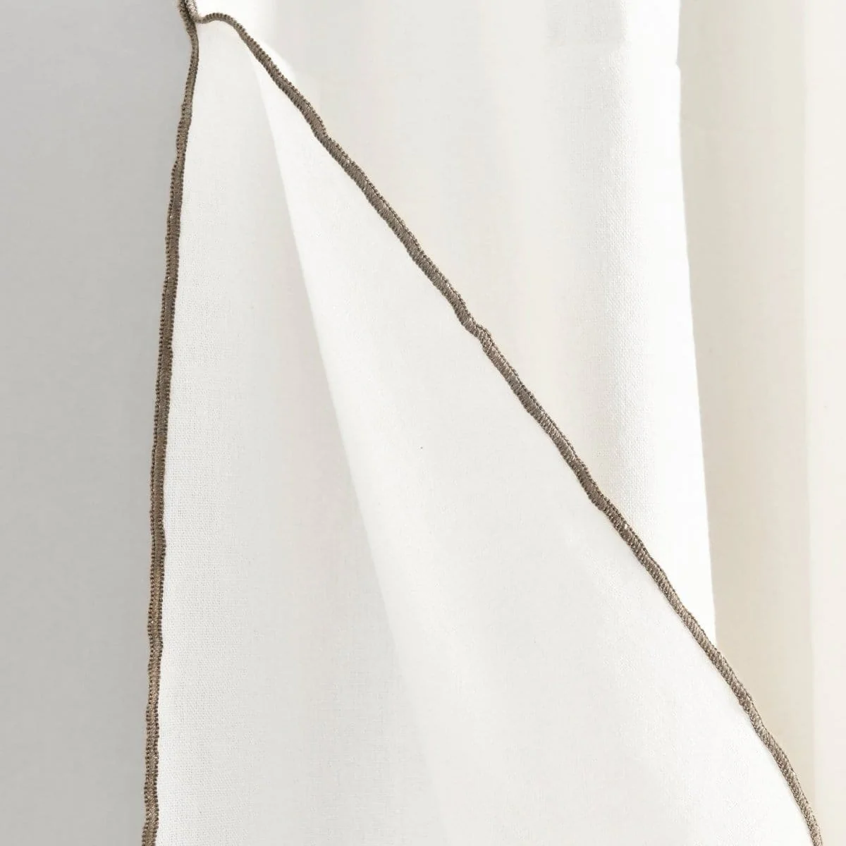 Modern Faux Linen Embroidered Edge With Attached Valance Window Curtain Panel Set - Image 27