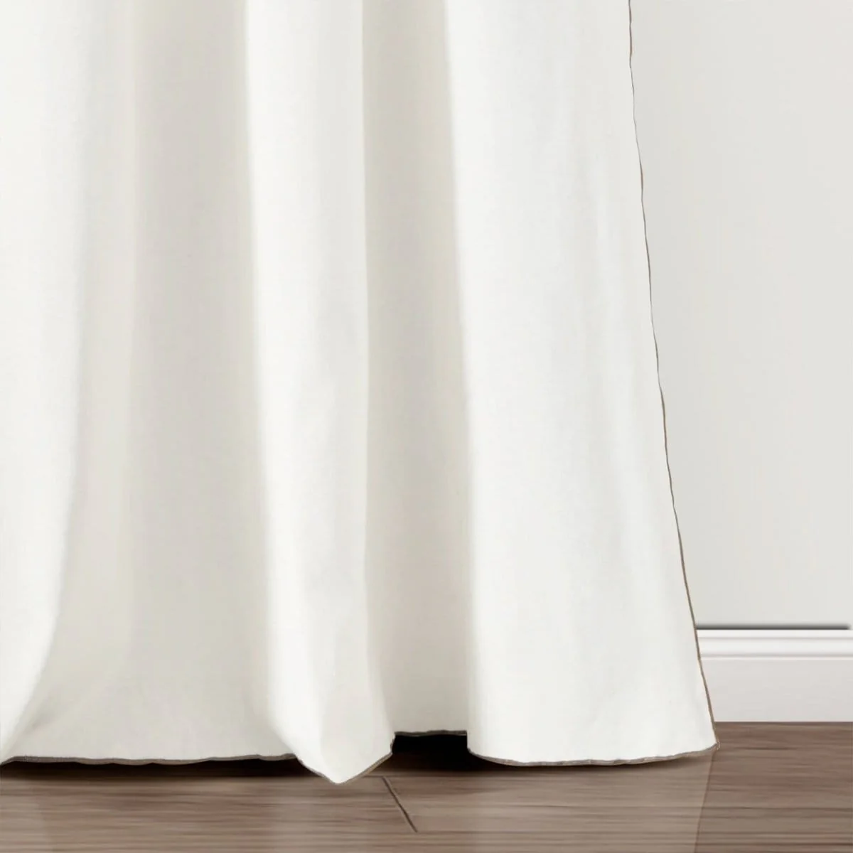 Modern Faux Linen Embroidered Edge With Attached Valance Window Curtain Panel Set - Image 28