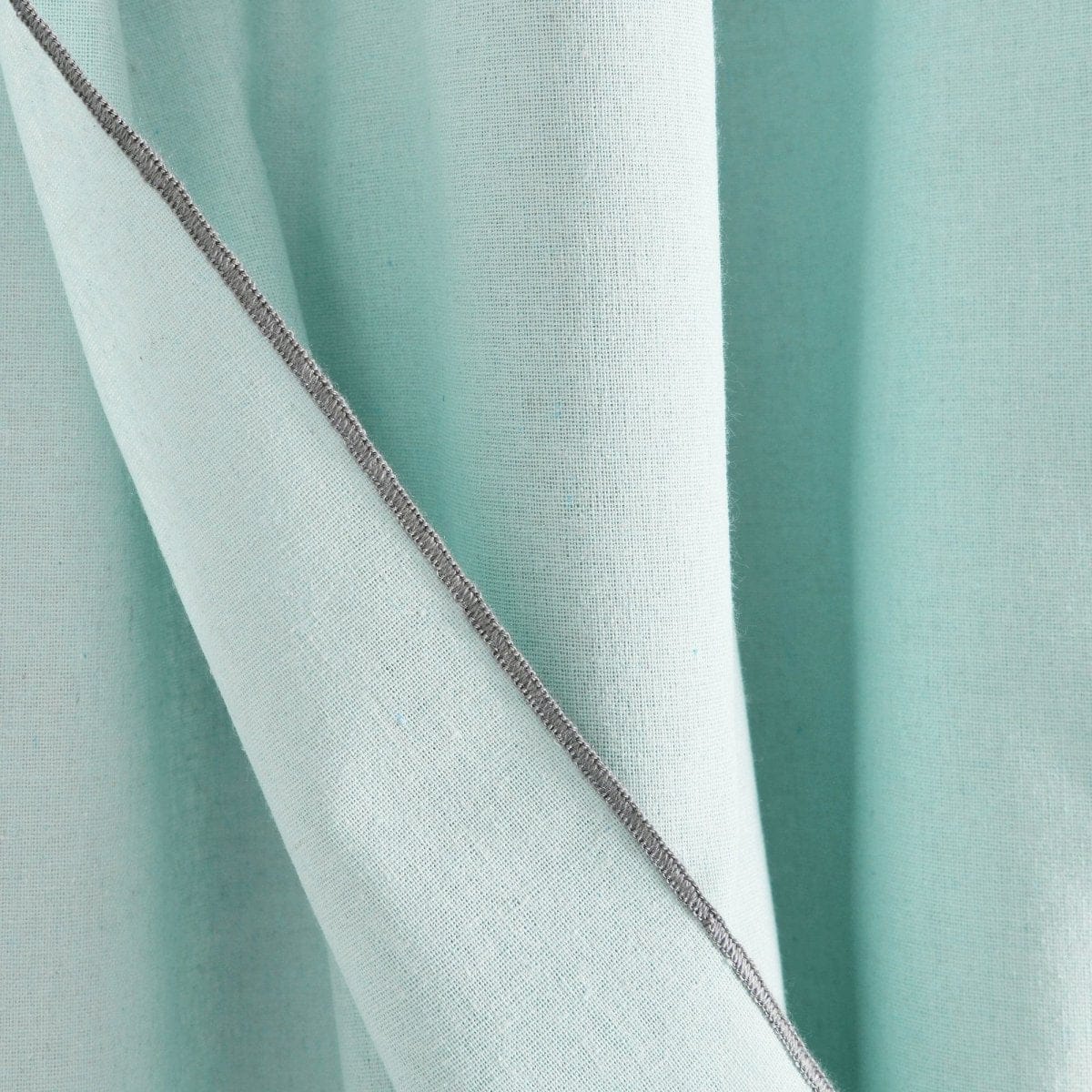 Modern Faux Linen Embroidered Edge With Attached Valance Window Curtain Panel Set - Image 7